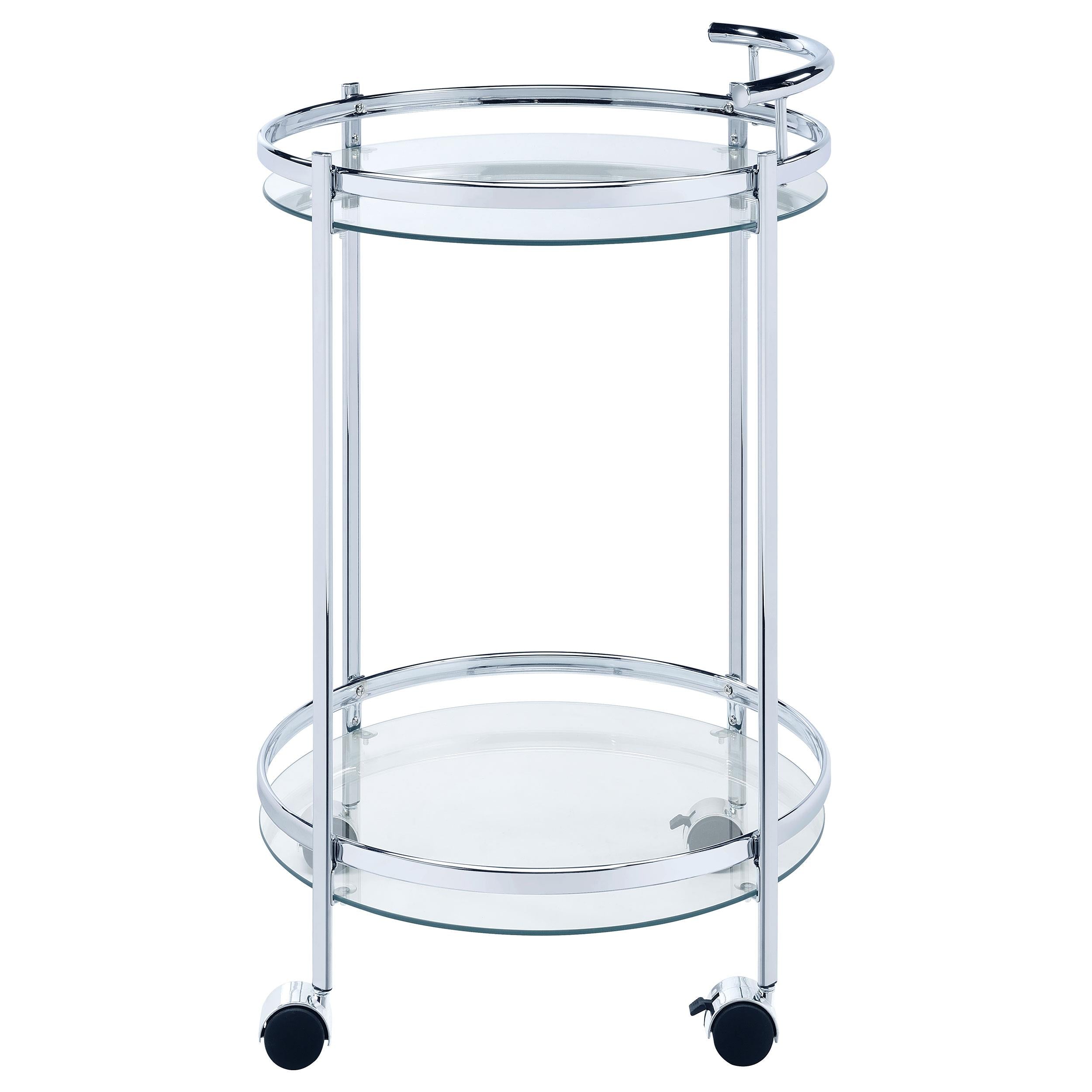 Coaster Furniture Chrissy 181367 Round Glass Bar Cart - Chrome IMAGE 4