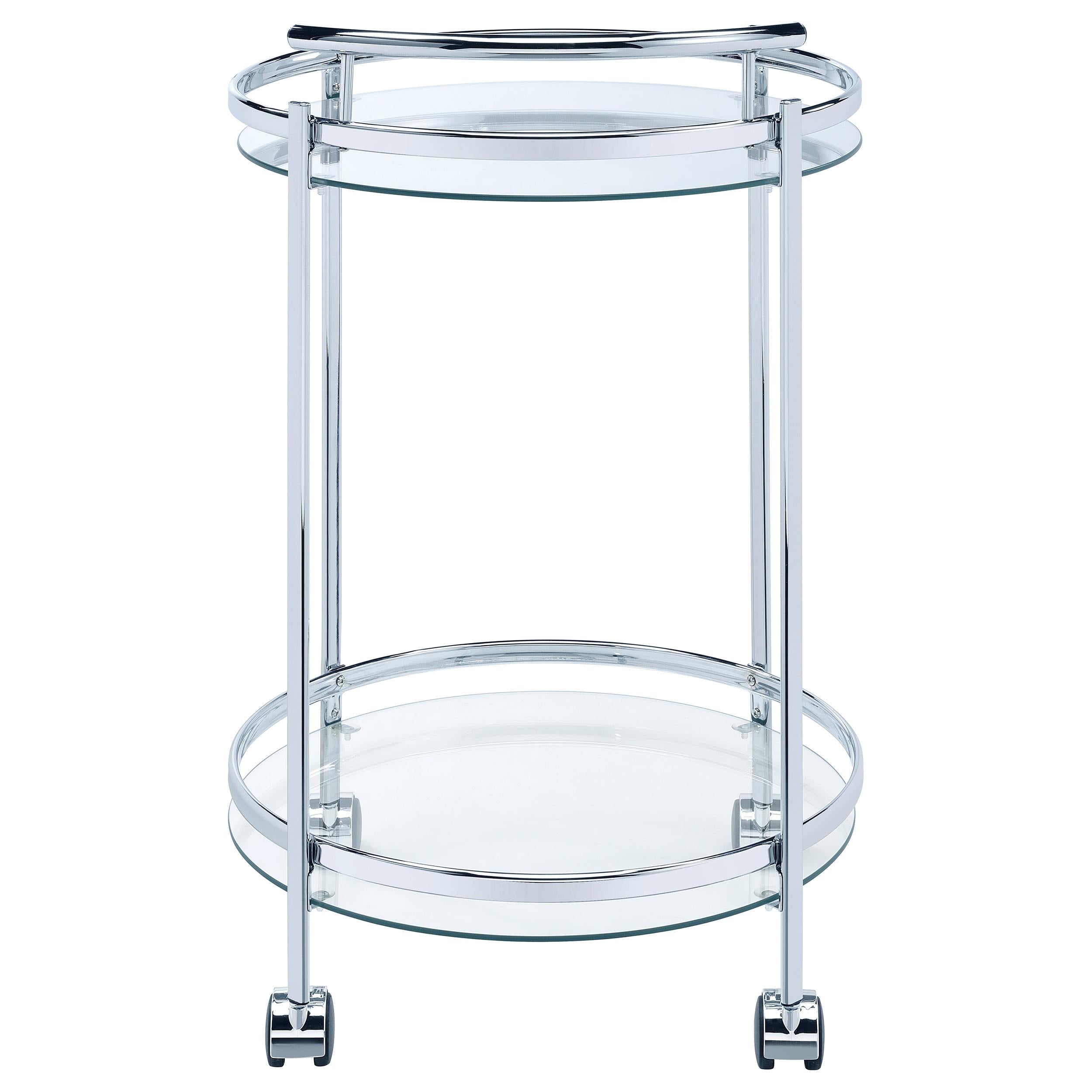 Coaster Furniture Chrissy 181367 Round Glass Bar Cart - Chrome IMAGE 6