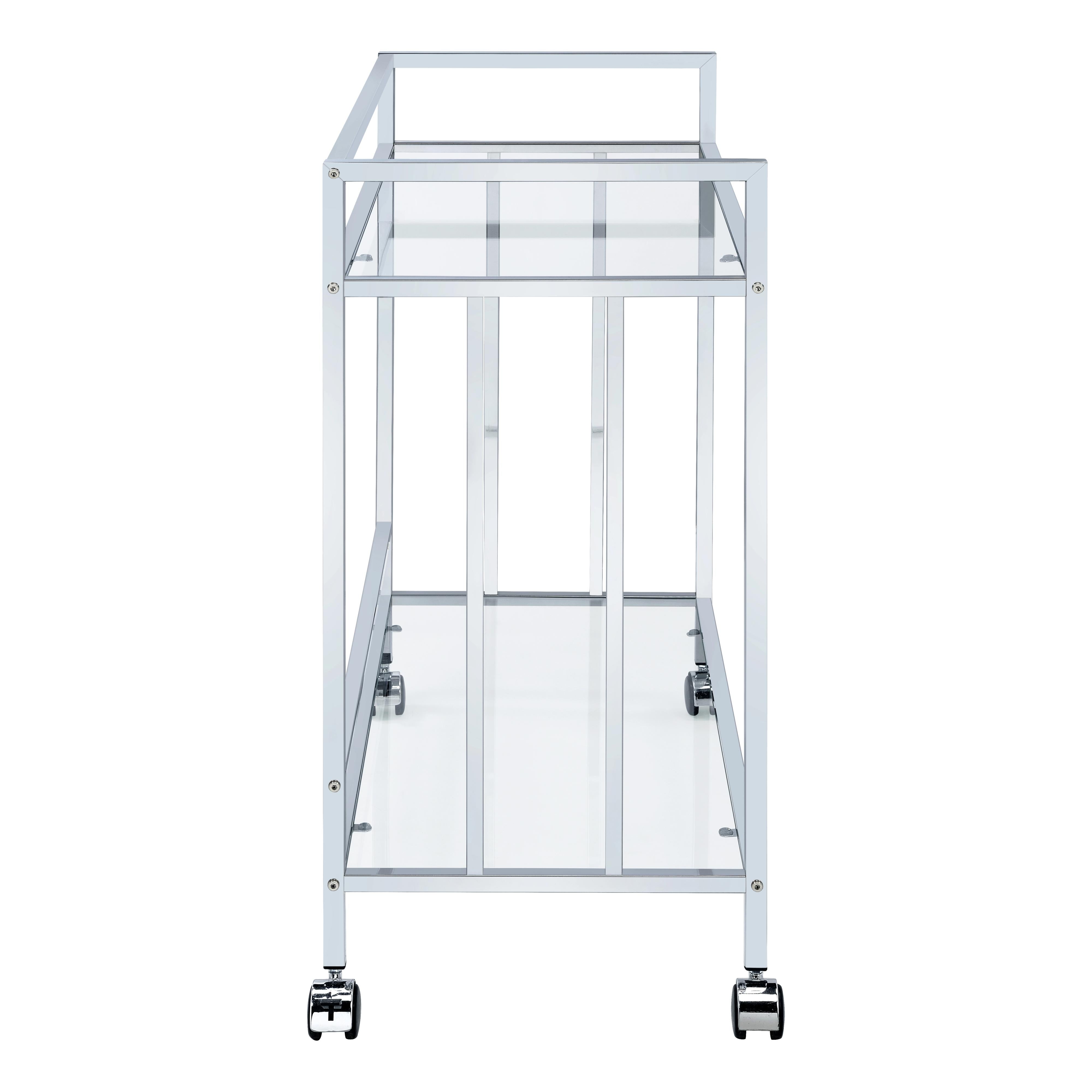 Coaster Furniture Cara 181382 Rectangular Glass Bar Cart - Chrome IMAGE 5