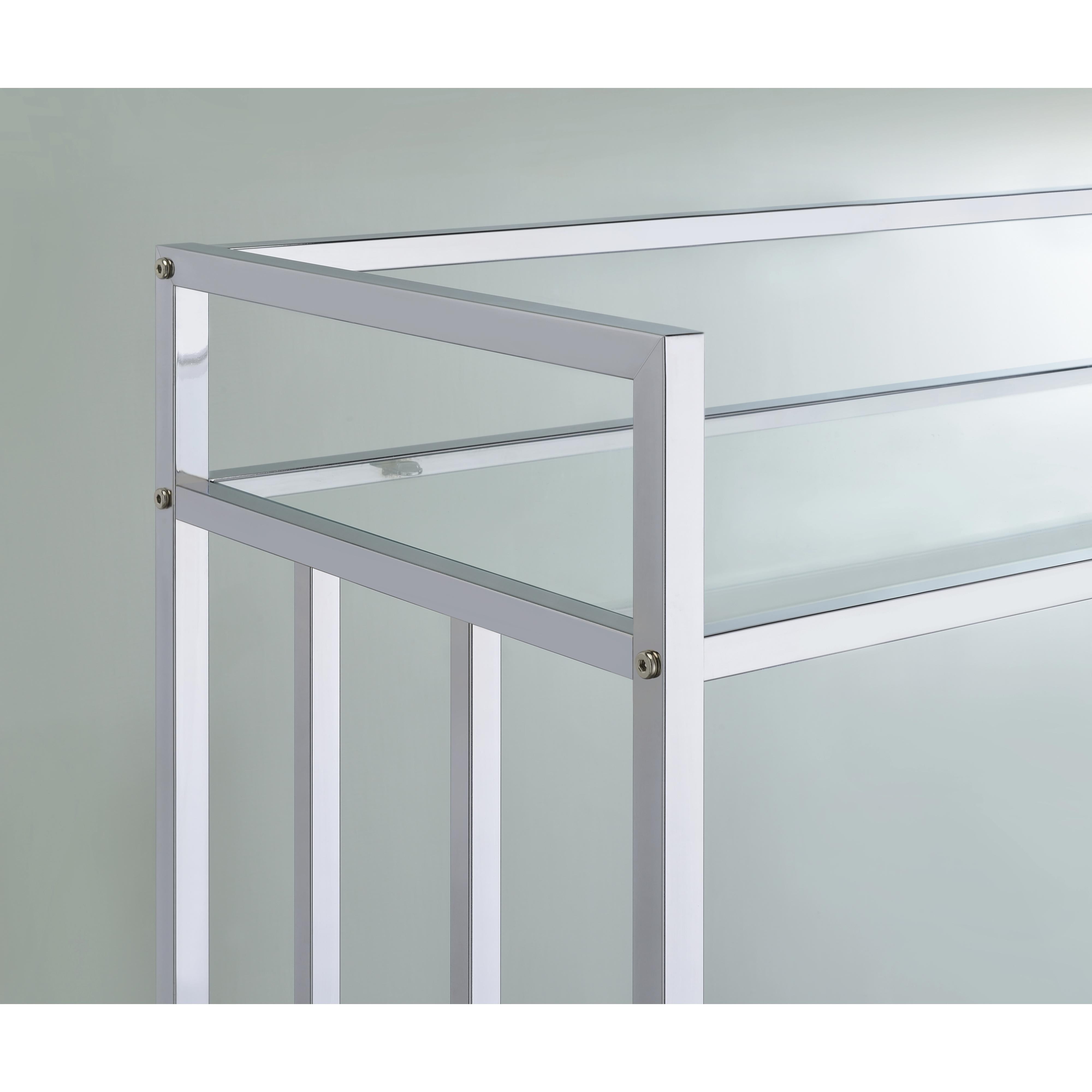 Coaster Furniture Cara 181382 Rectangular Glass Bar Cart - Chrome IMAGE 8