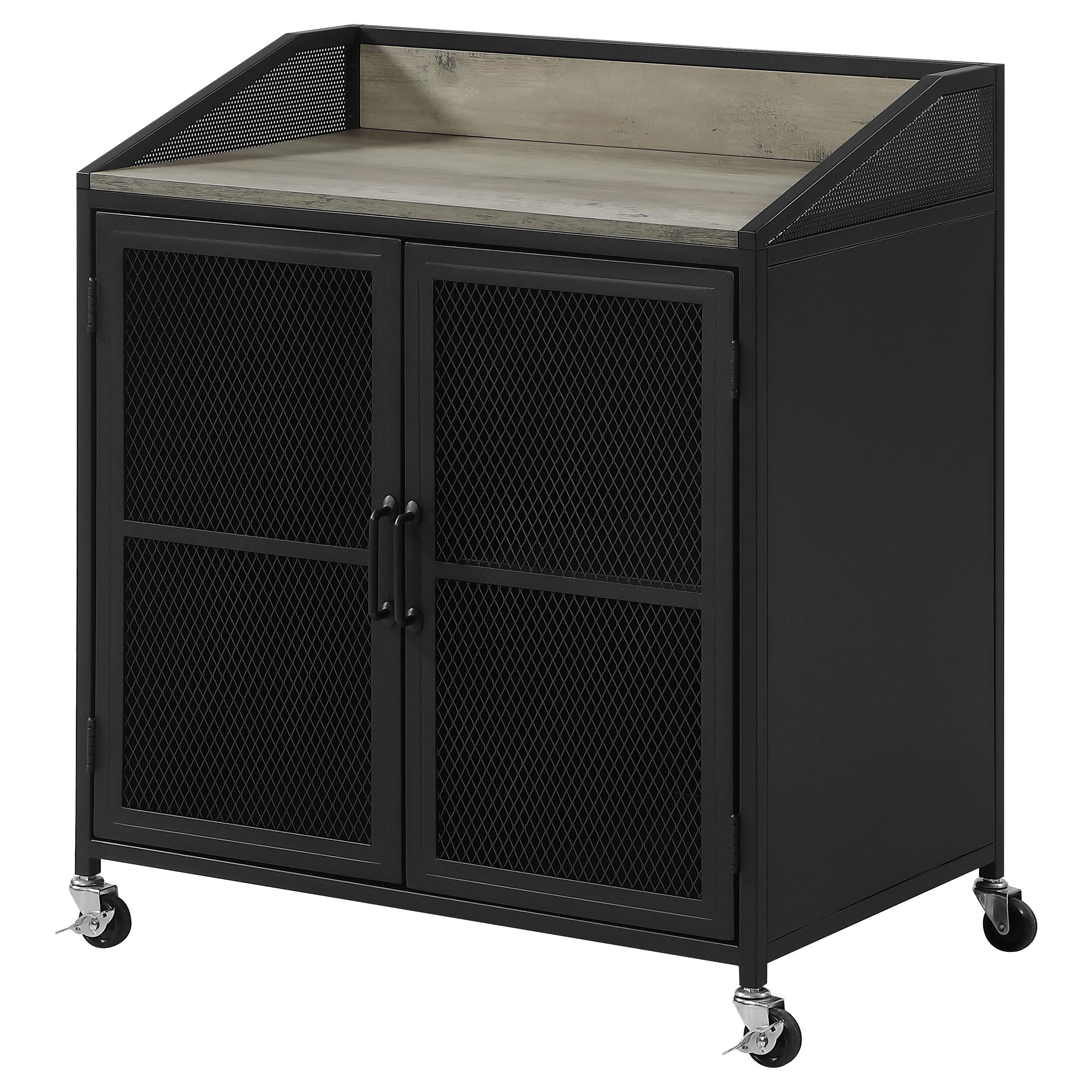 Coaster Furniture Arlette 183476 Wine Cabinet with Wire Mesh Doors - Grey Wash/Sandy Black IMAGE 5