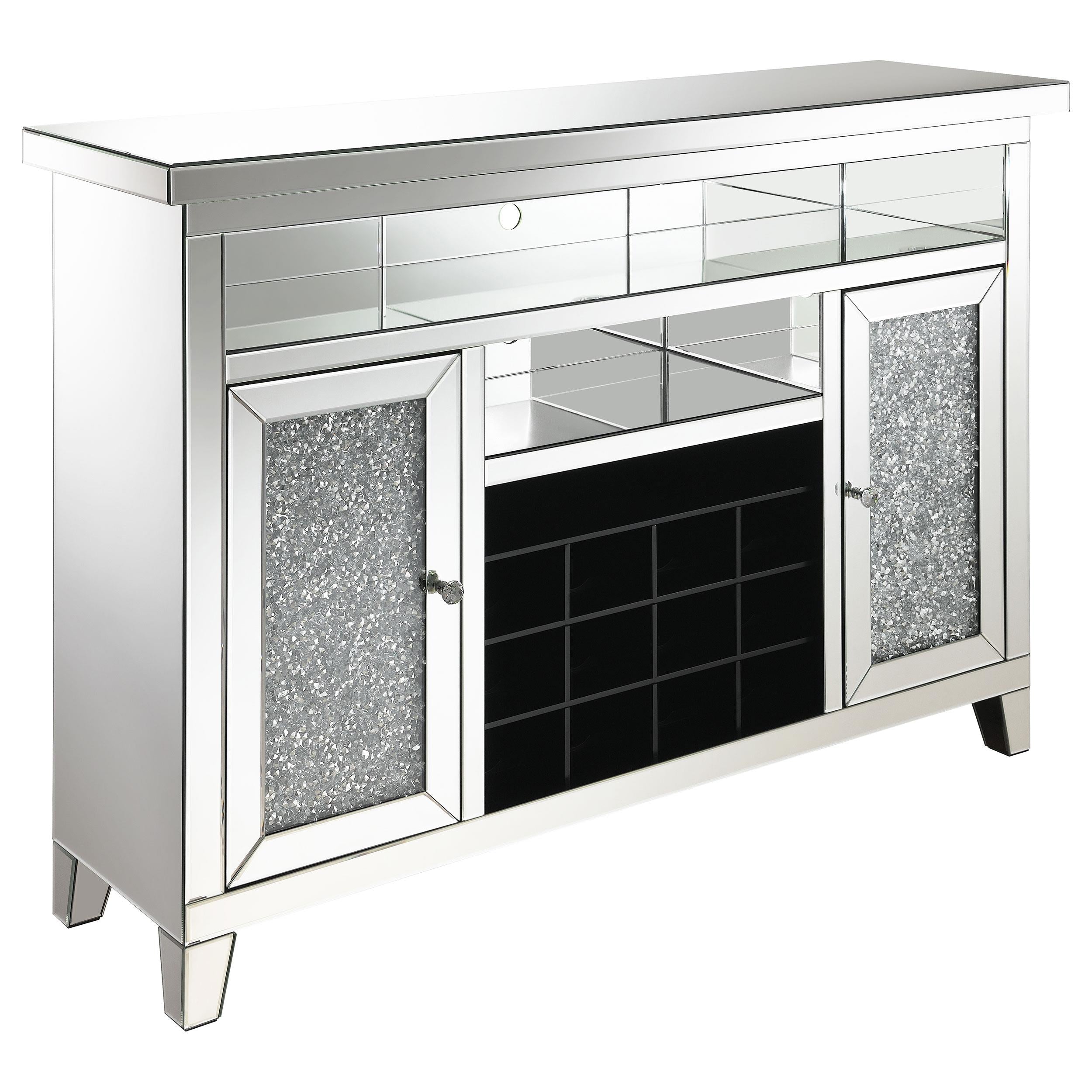 Coaster Furniture Melinda 183627 2-Door Wine Cabinet With Lighting Mirror IMAGE 1