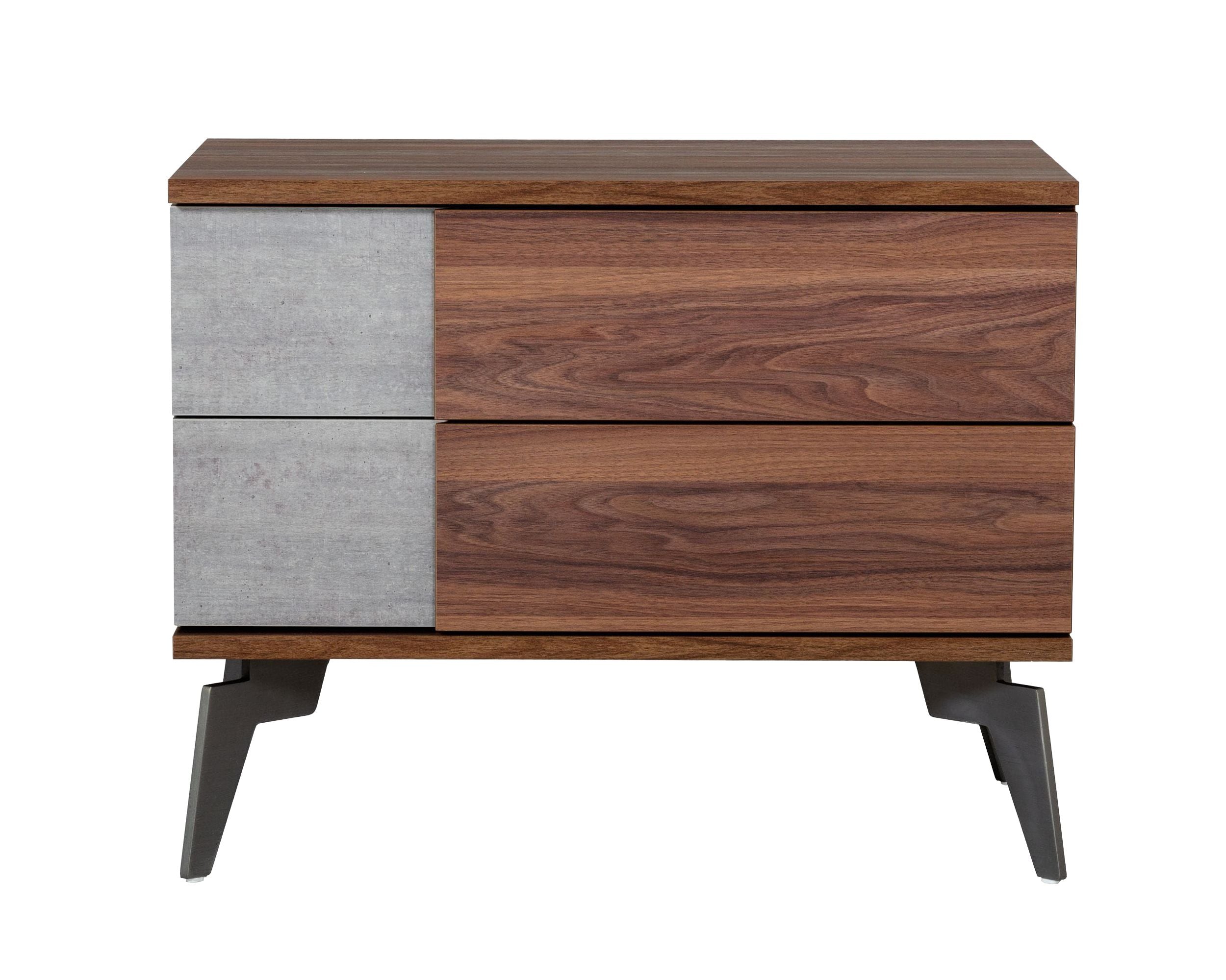 Nova Domus Palermo - Italian Modern Faux Concrete & Noce Bodrum 4-Piece Bedroom Set