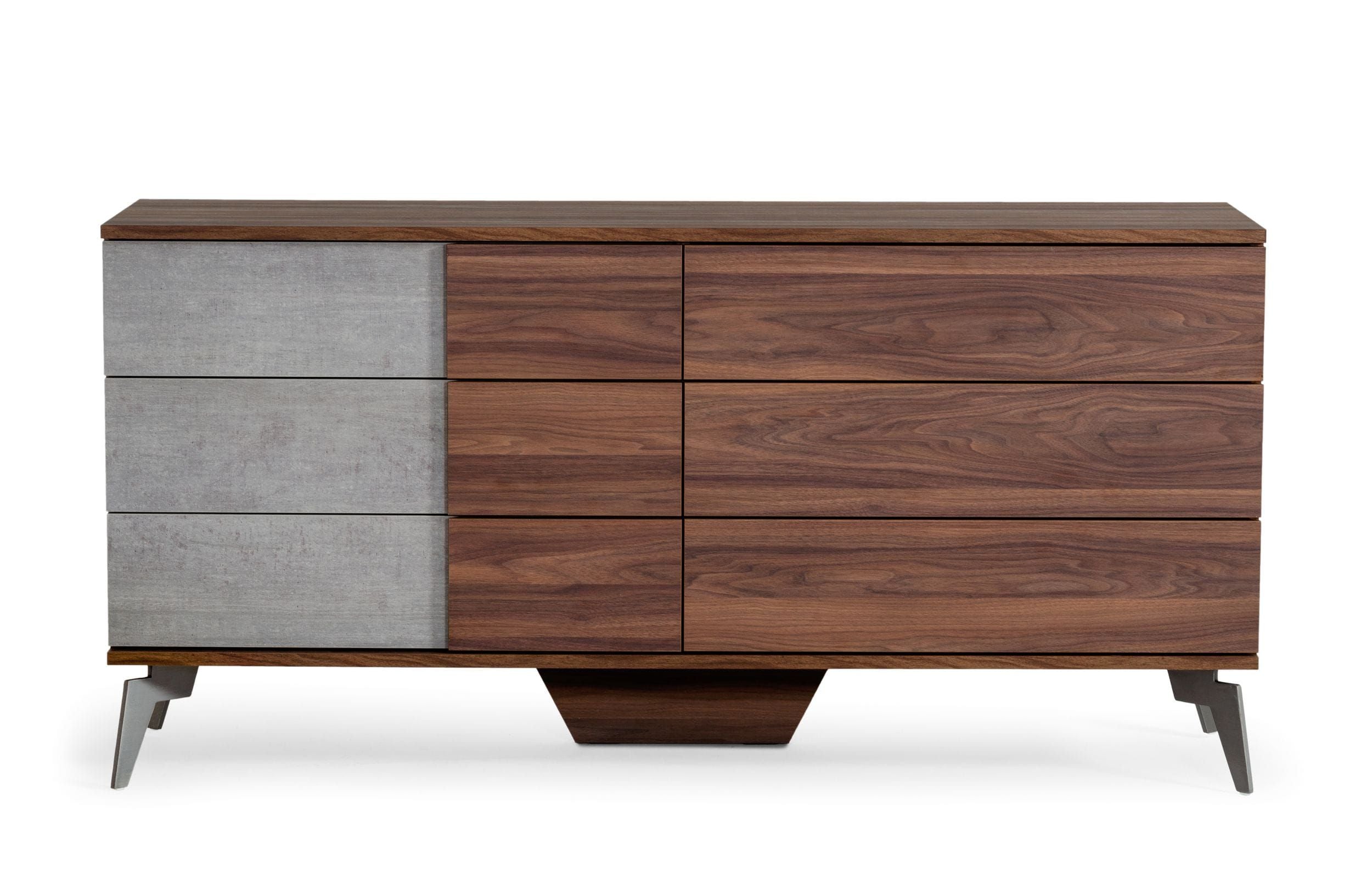Nova Domus Palermo - Italian Modern Faux Concrete & Noce Bodrum 4-Piece Bedroom Set