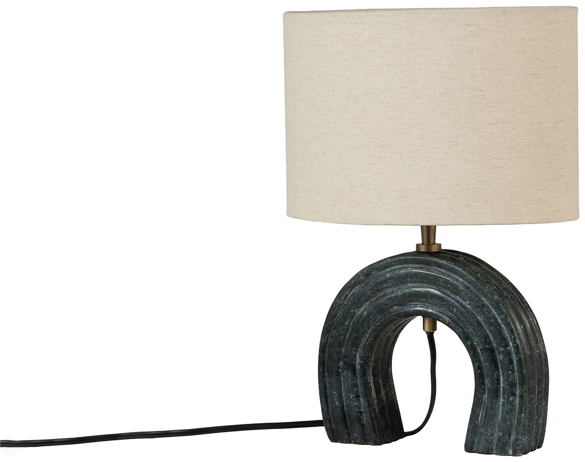 Lithos - Genuine Marble Base And Linen Textured Fabric Shade Table Lamp
