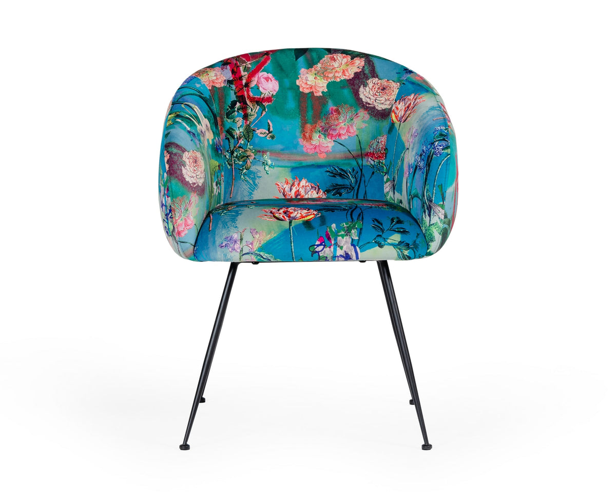 Roxann - Contemporary Floral Velvet Dining Chair