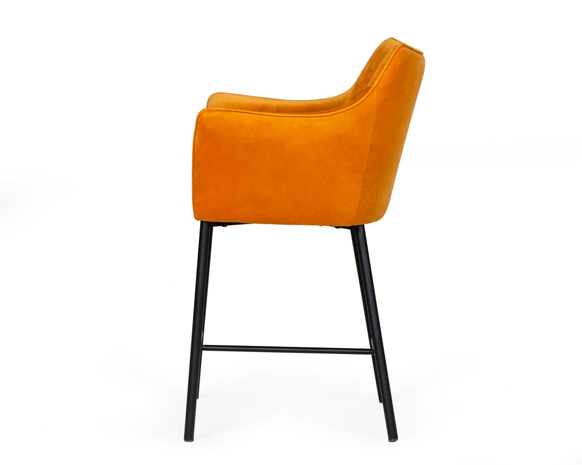 Exodus - Modern Orange Velvet Counter Stool