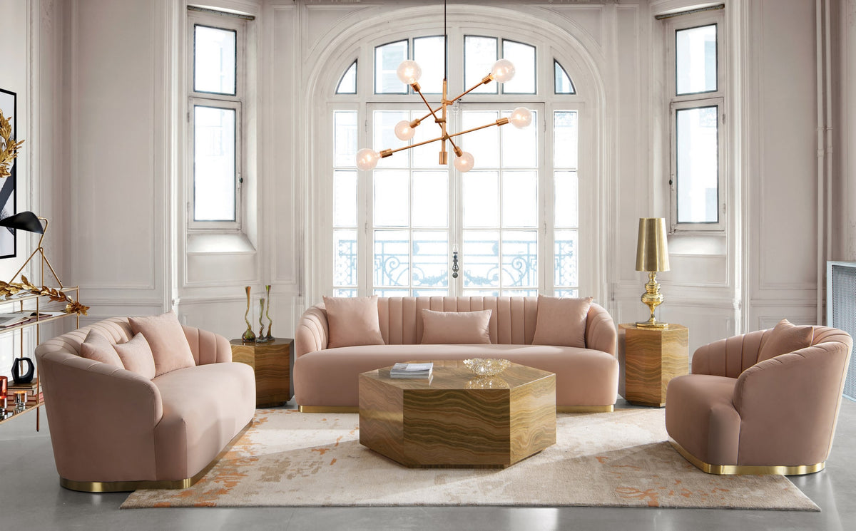 Lacuna - Glam Amber and Gold Marble End Table