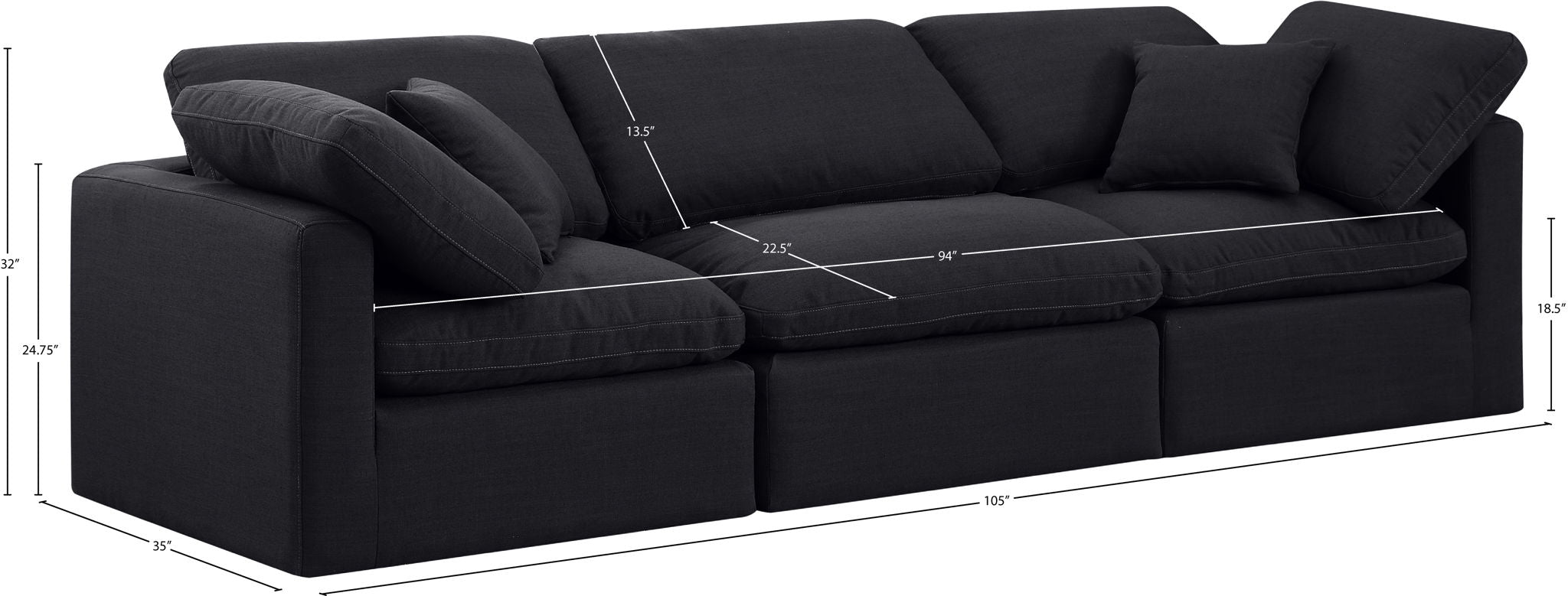 Indulge - Linen 3 Seat Modular Sofa
