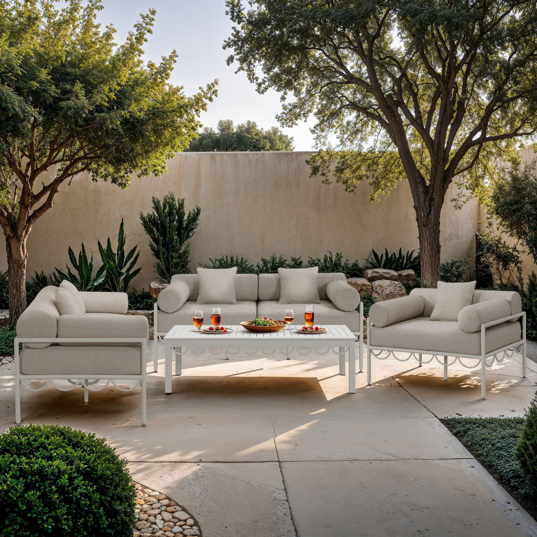 Portofino - Resilient Water Repellent Fabric 85.75" Upholstered Outdoor Patio Sofa