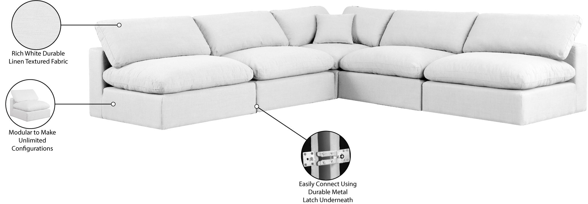 Comfy - 5 Piece Linen Modular Corner Armless Sectional