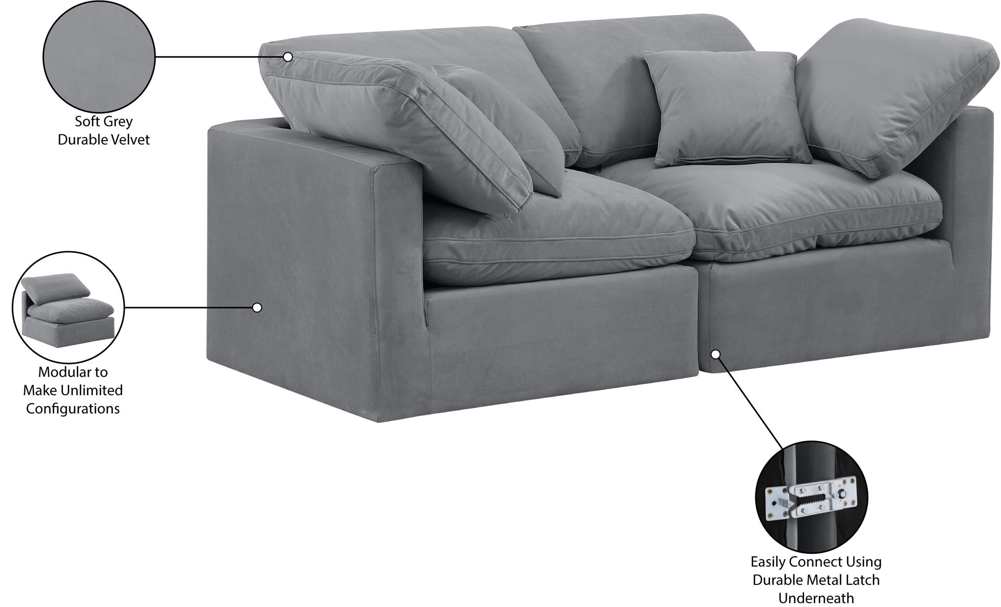 Indulge - Velvet 2 Seat Modular Sofa