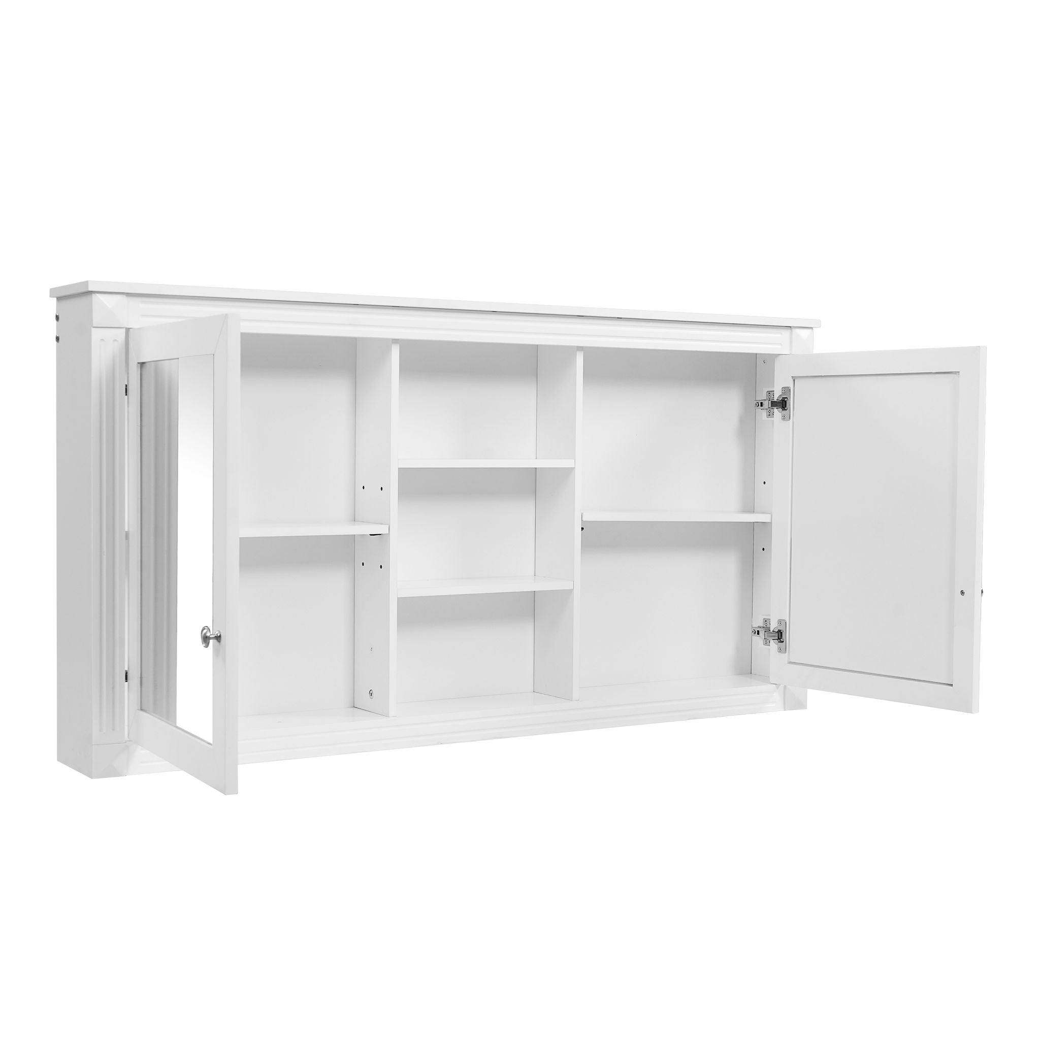 Modern Wall-Mount 2 In 1 Mirror Cabinet With Adjustable Shelves, Soft-Closing Hinges