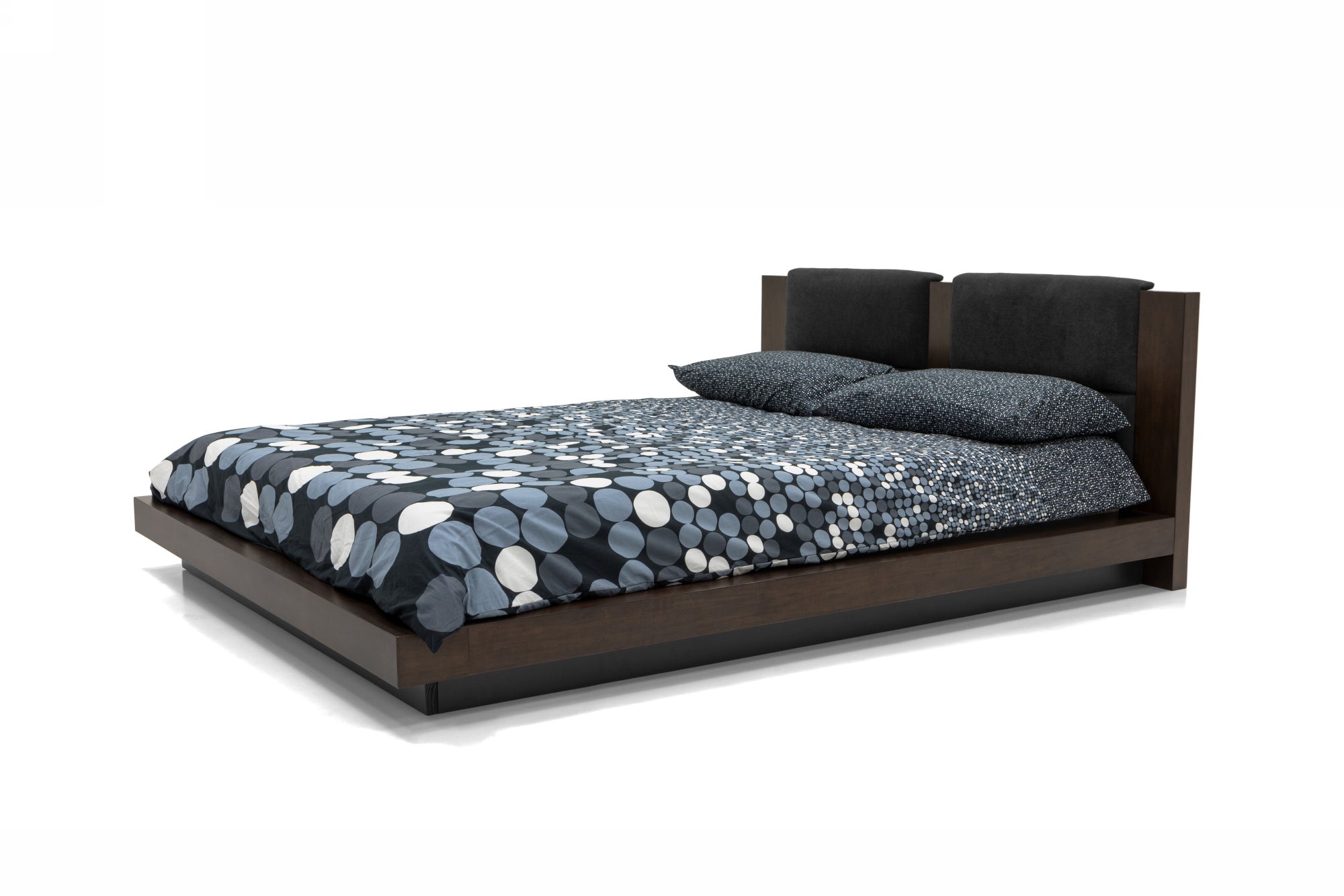 Nova Domus Fantasia - Contemporary Dark Walnut and Dark Grey Bed