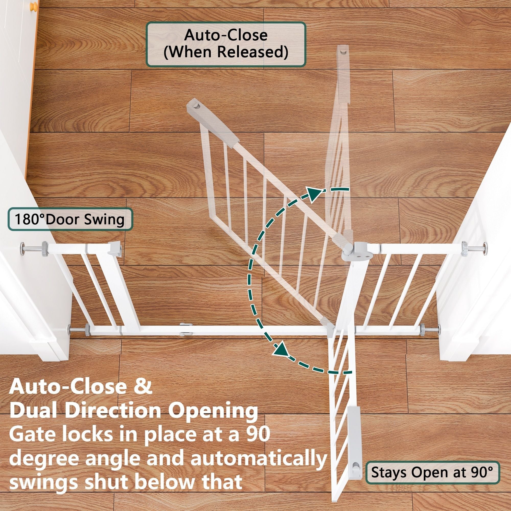 Pressure Mounted Baby Gate For Stairs - White