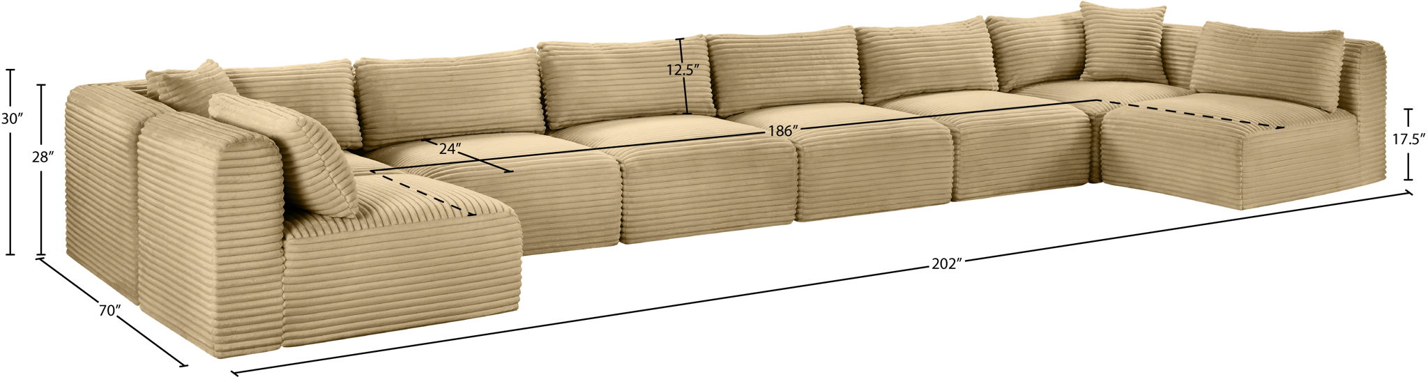 Shaggy - 8 Piece Modular U-Shaped Armless Sectional