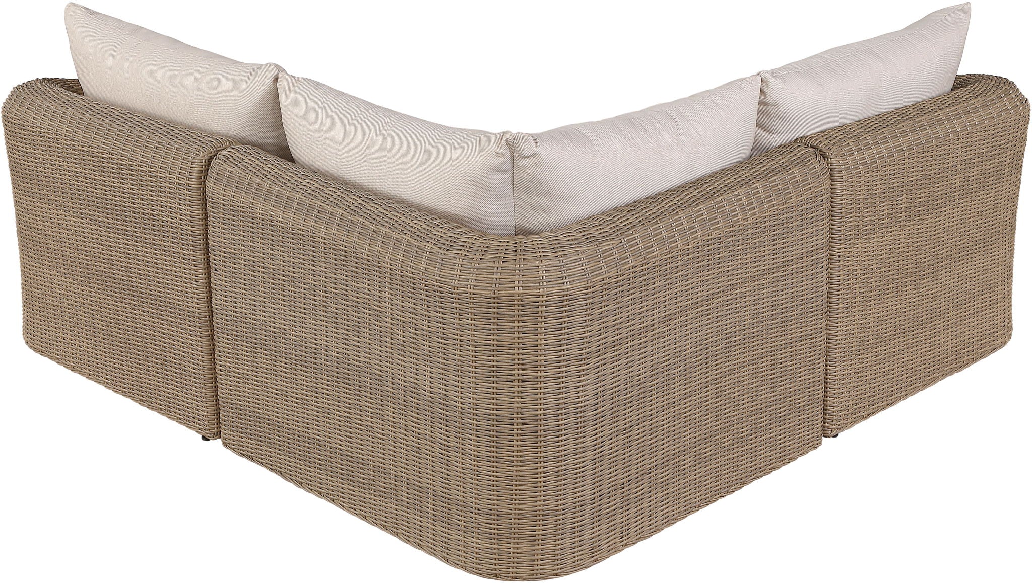 Seacrest - Olefin Water Resistant Fabric And Wicker 3 Piece Outdoor Patio Modular Sectional