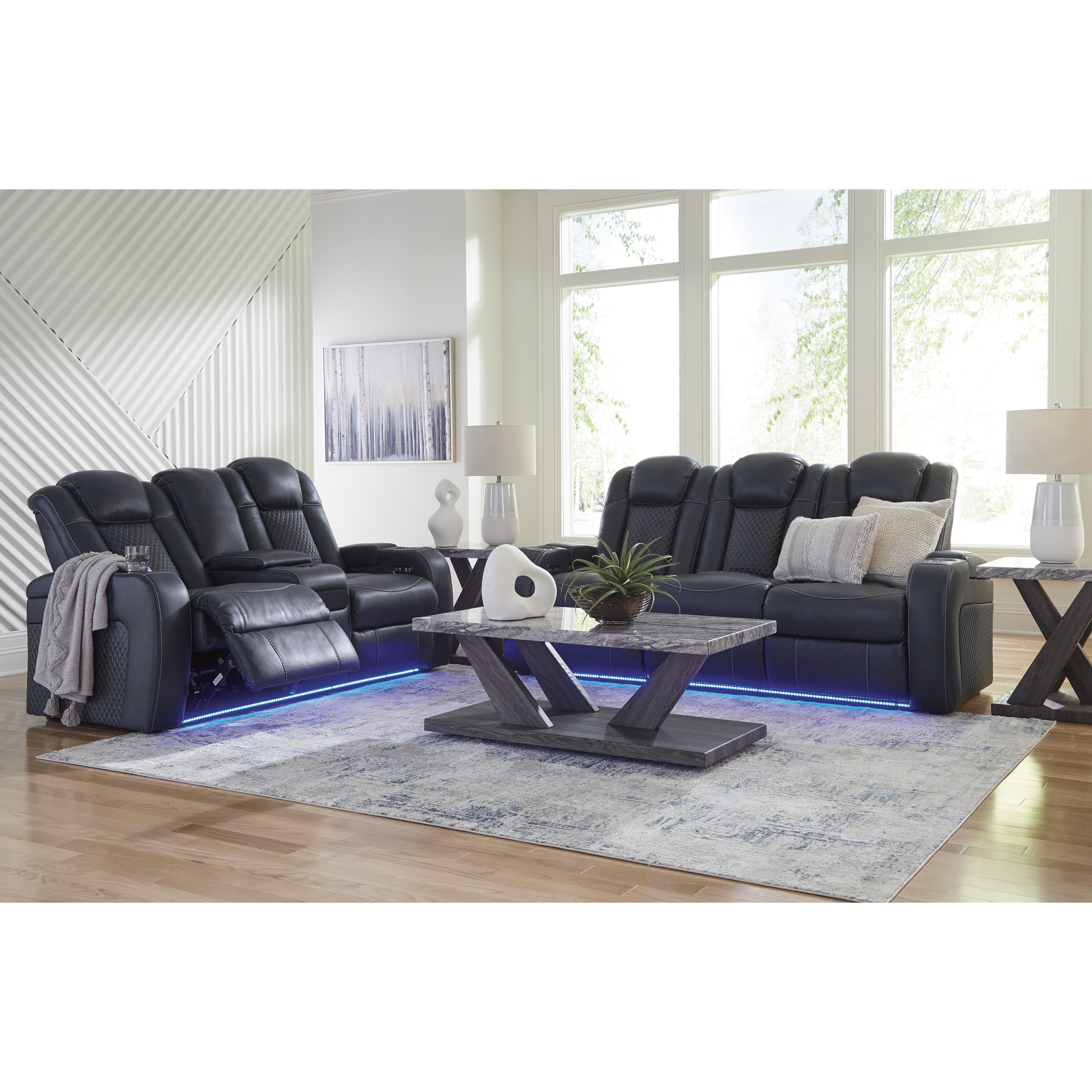 Signature Design by Ashley Fyne-Dyme Power Reclining Leather Look Loveseat with Console 3660318 IMAGE 18