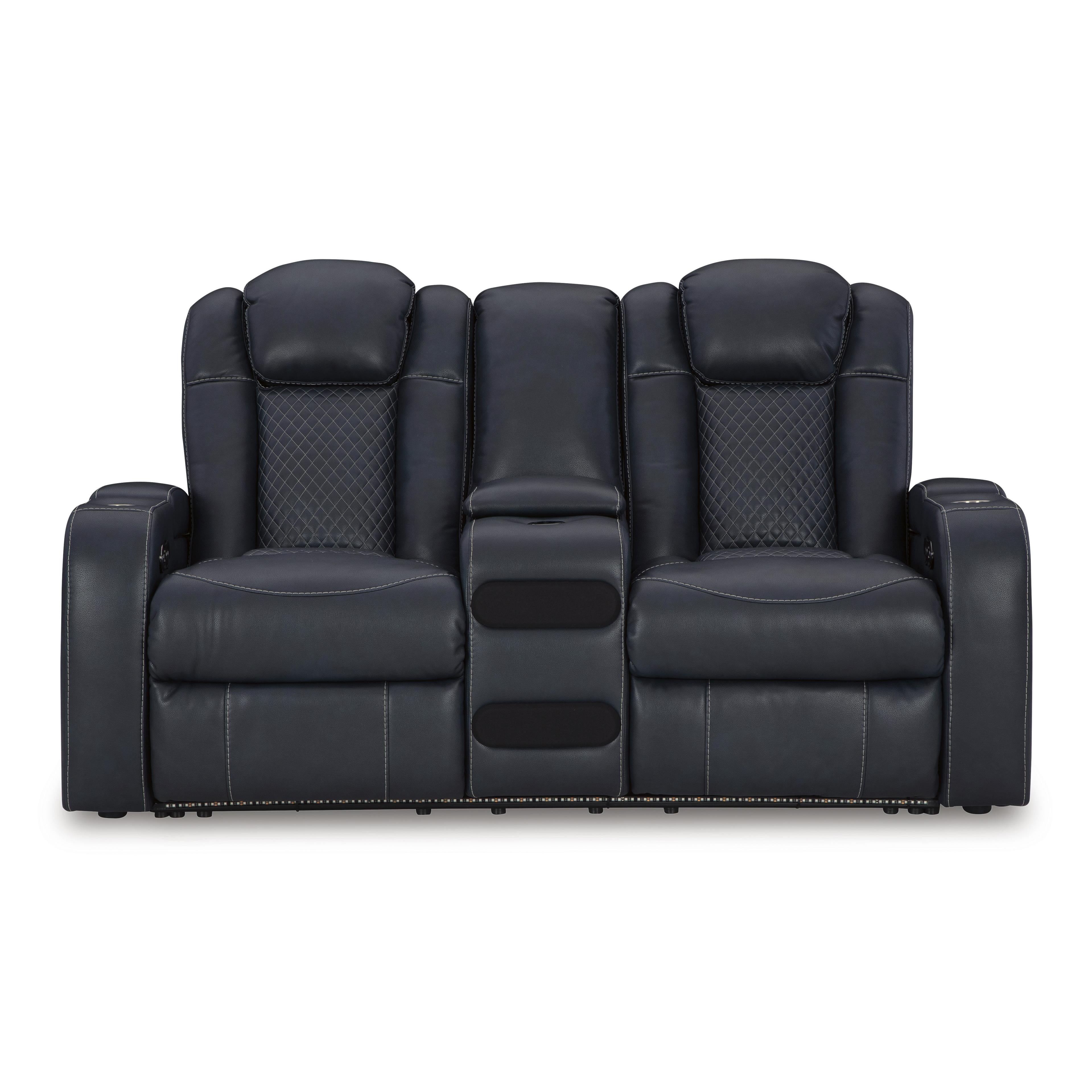 Signature Design by Ashley Fyne-Dyme Power Reclining Leather Look Loveseat with Console 3660318 IMAGE 3