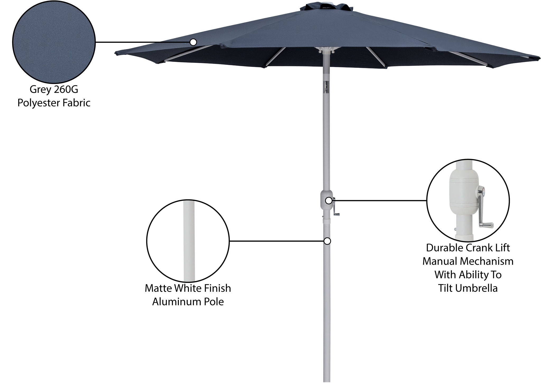 Fiji - Patio Umbrella With White Pole