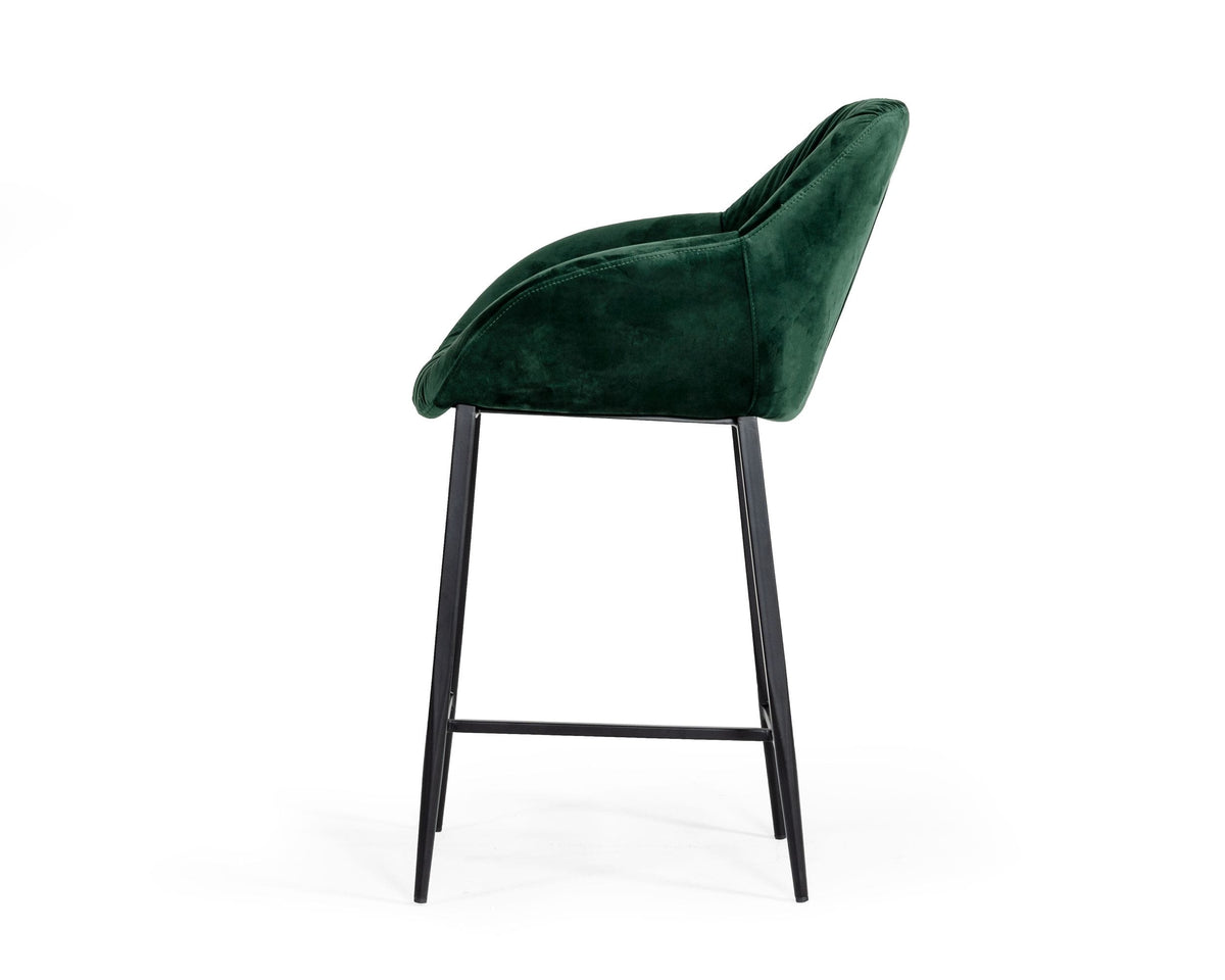 Katrina - Modern Green Fabric Bar Stool
