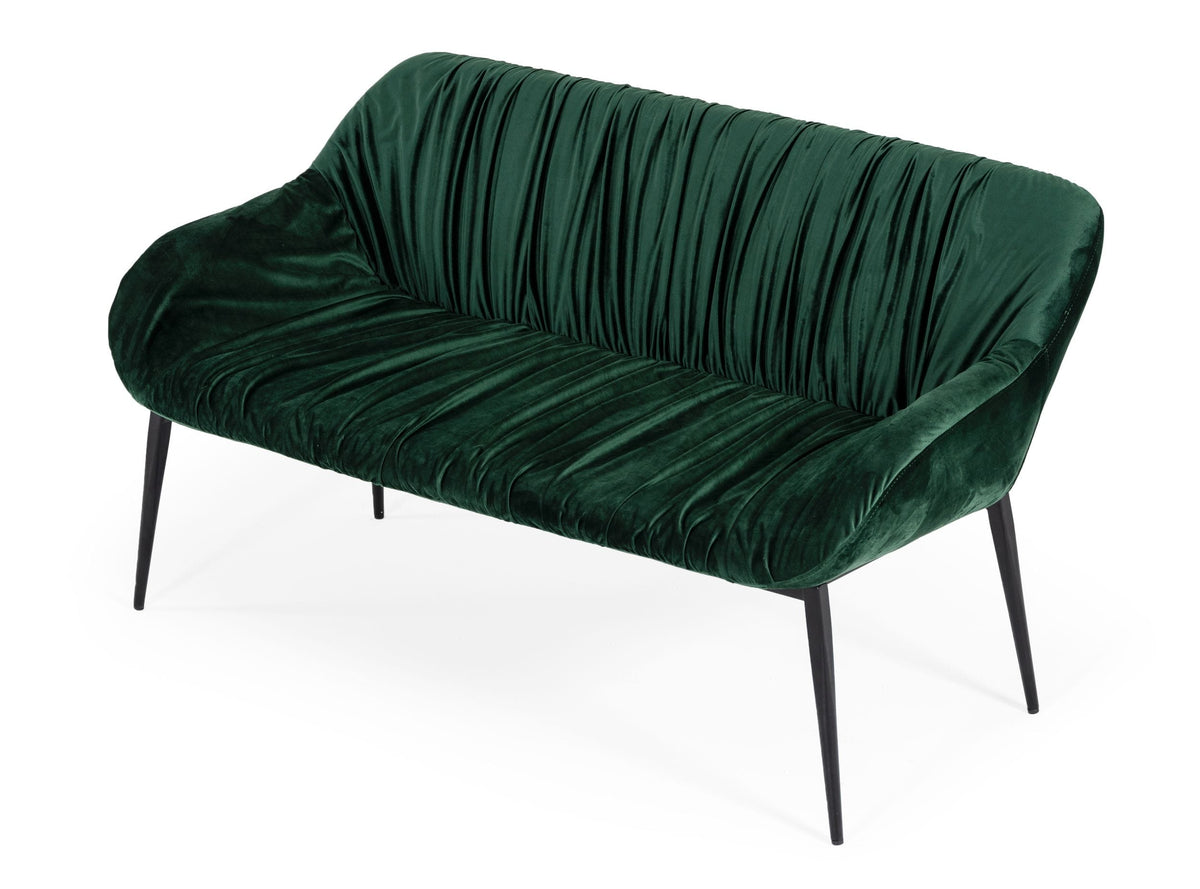 Katrina - Modern Green Fabric Bench