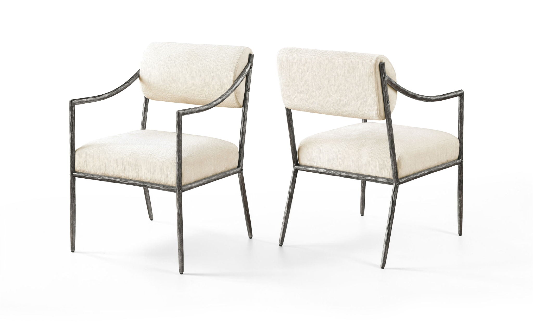 Bastille - Upholstered Dining Arm Chair (Set of 2) - Silver Frame