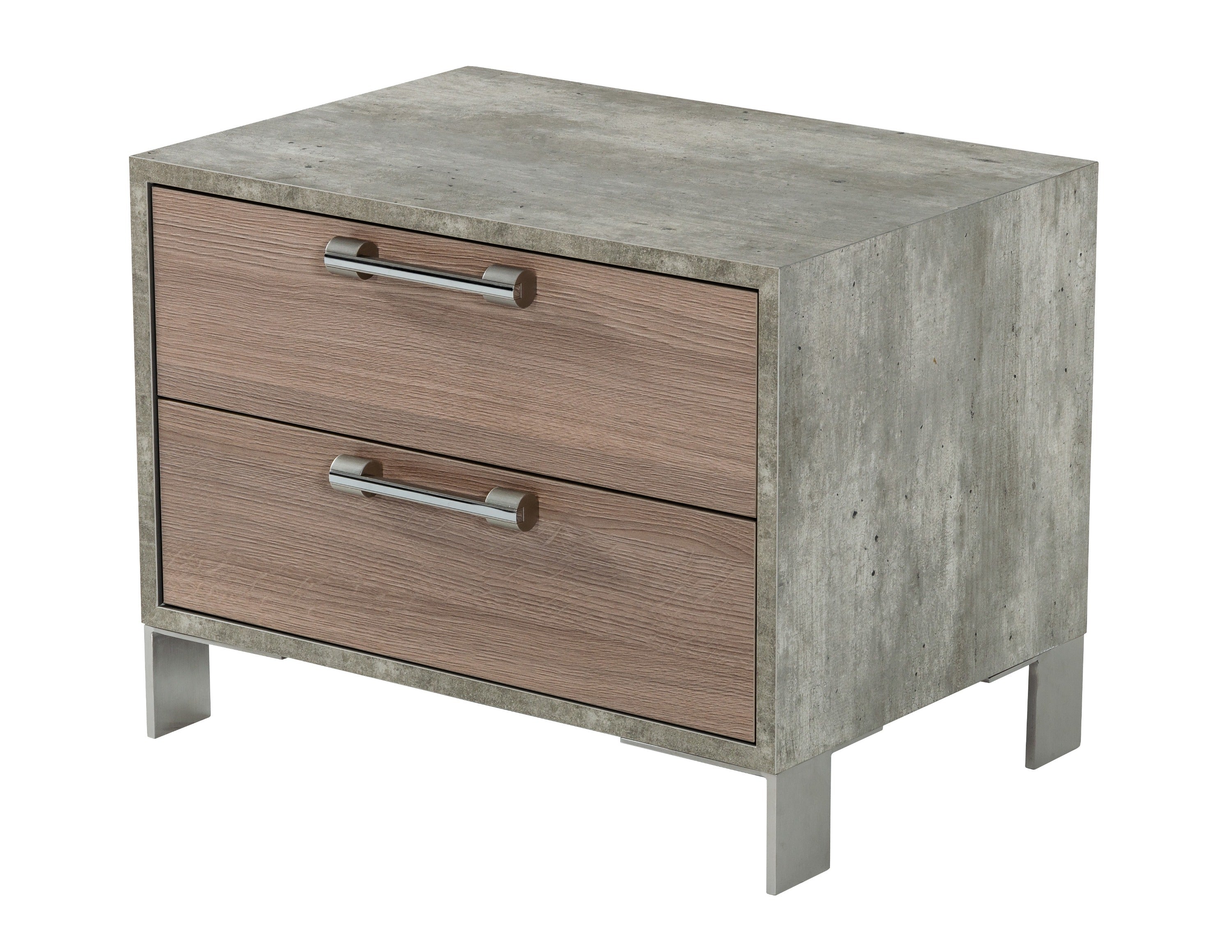 Nova Domus Boston - Modern Brown Oak & Brushed Stainless Steel Nightstand