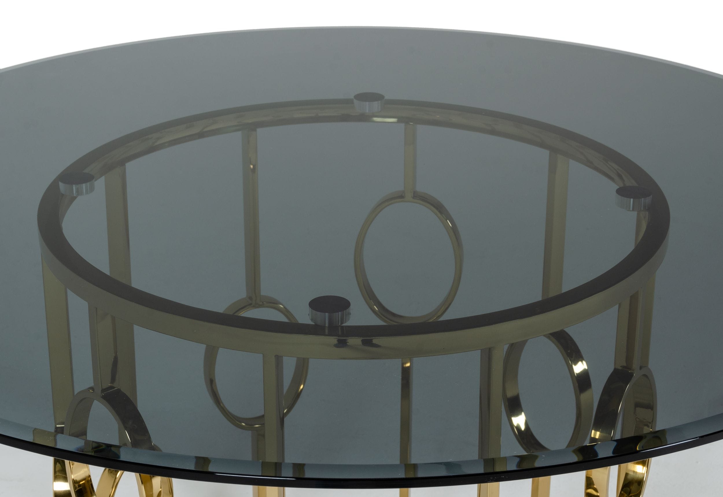 Modrest Filbert - Modern Smoked Glass & Champagne Gold Dining Table