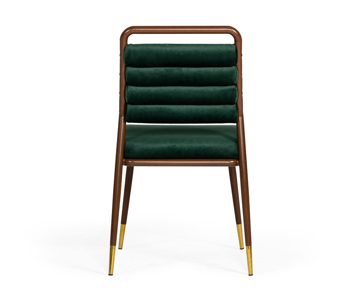 Biscay - Modern Dark Green & Walnut Steel Dining Chair