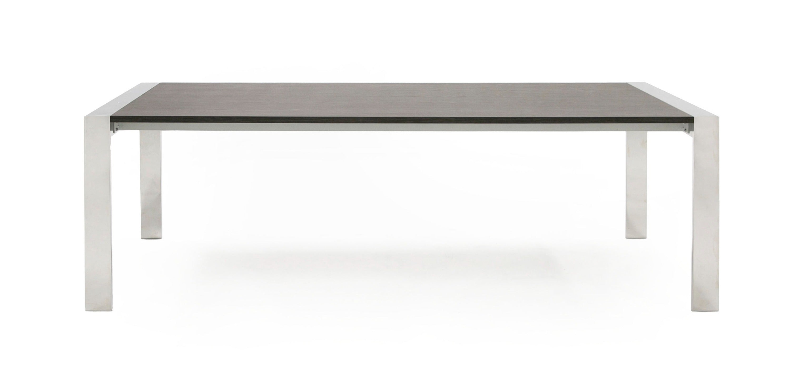 Modrest Fauna - Modern Elm Grey & Stainless Steel Chrome Dining Table