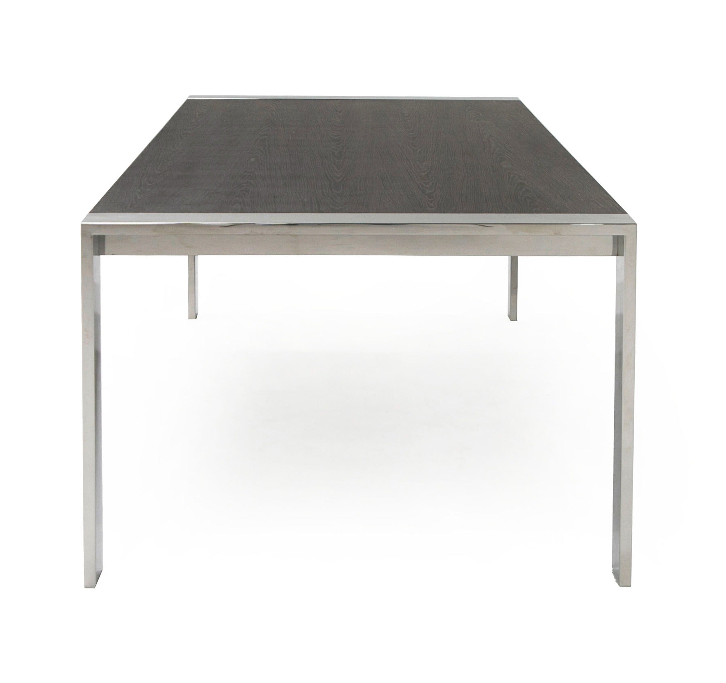 Modrest Fauna - Modern Elm Grey & Stainless Steel Chrome Dining Table