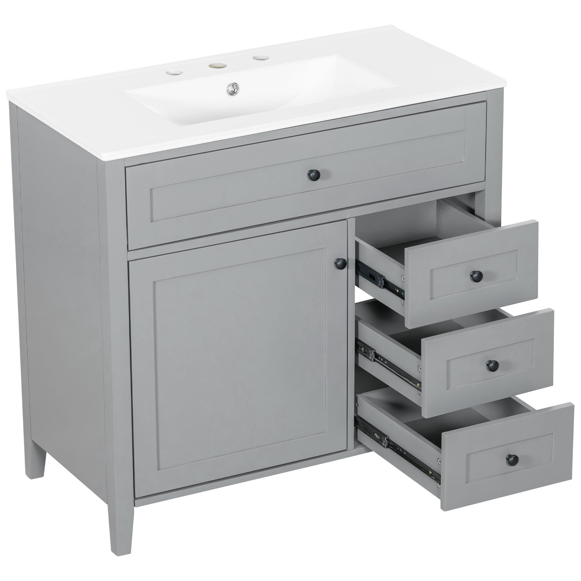 Bathroom Vanity With Sink, Cabinet With 3 Drawers And Adjustable Shelf