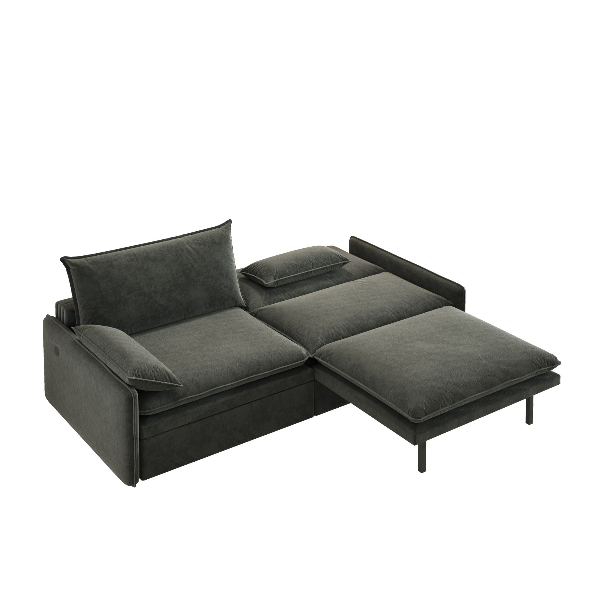 4 Seat Convertible Sleeper Sofa Bed, Modern With Storage