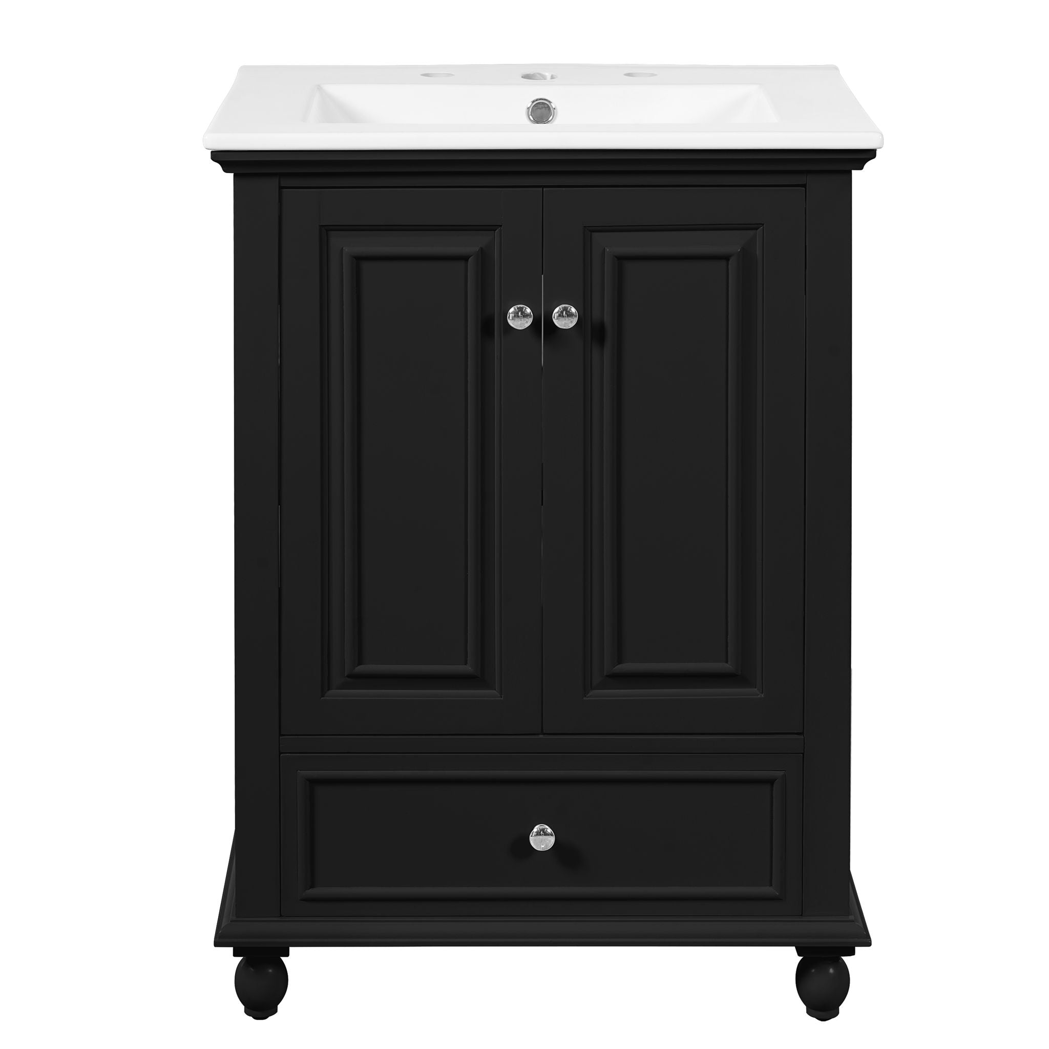 Modern Bathroom Vanity With Sink, Cabinet With Drawer And Dividers, Rectangular Storage Unit