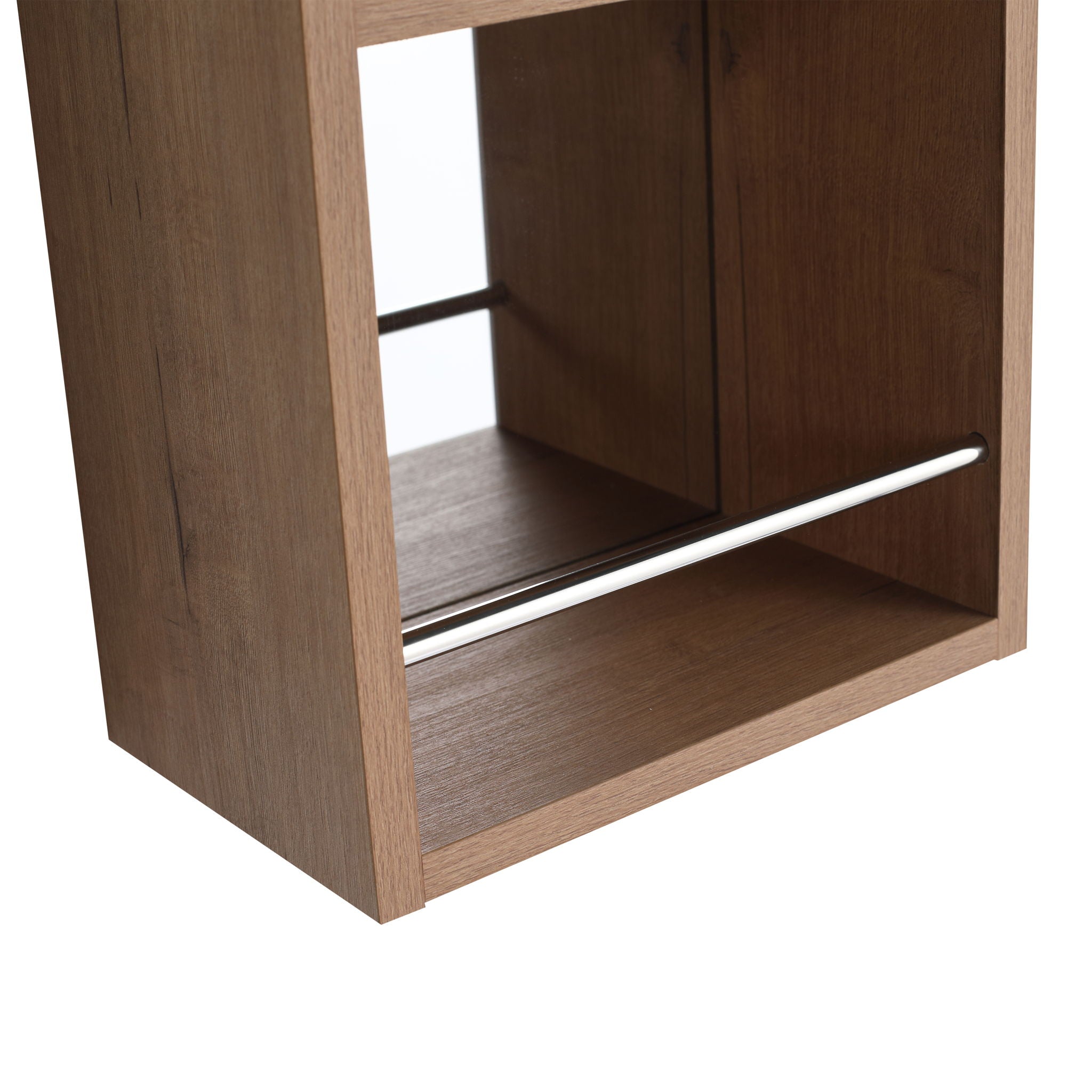 10" Wall Mounted Mirror Cabinet With Storage, Mirror - Imitative Oak
