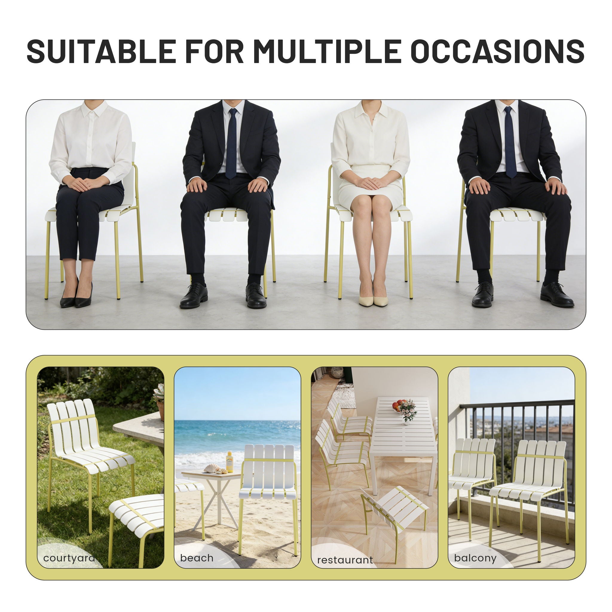 4 Piece Set Of Modern Color Block Designed Single Chairs