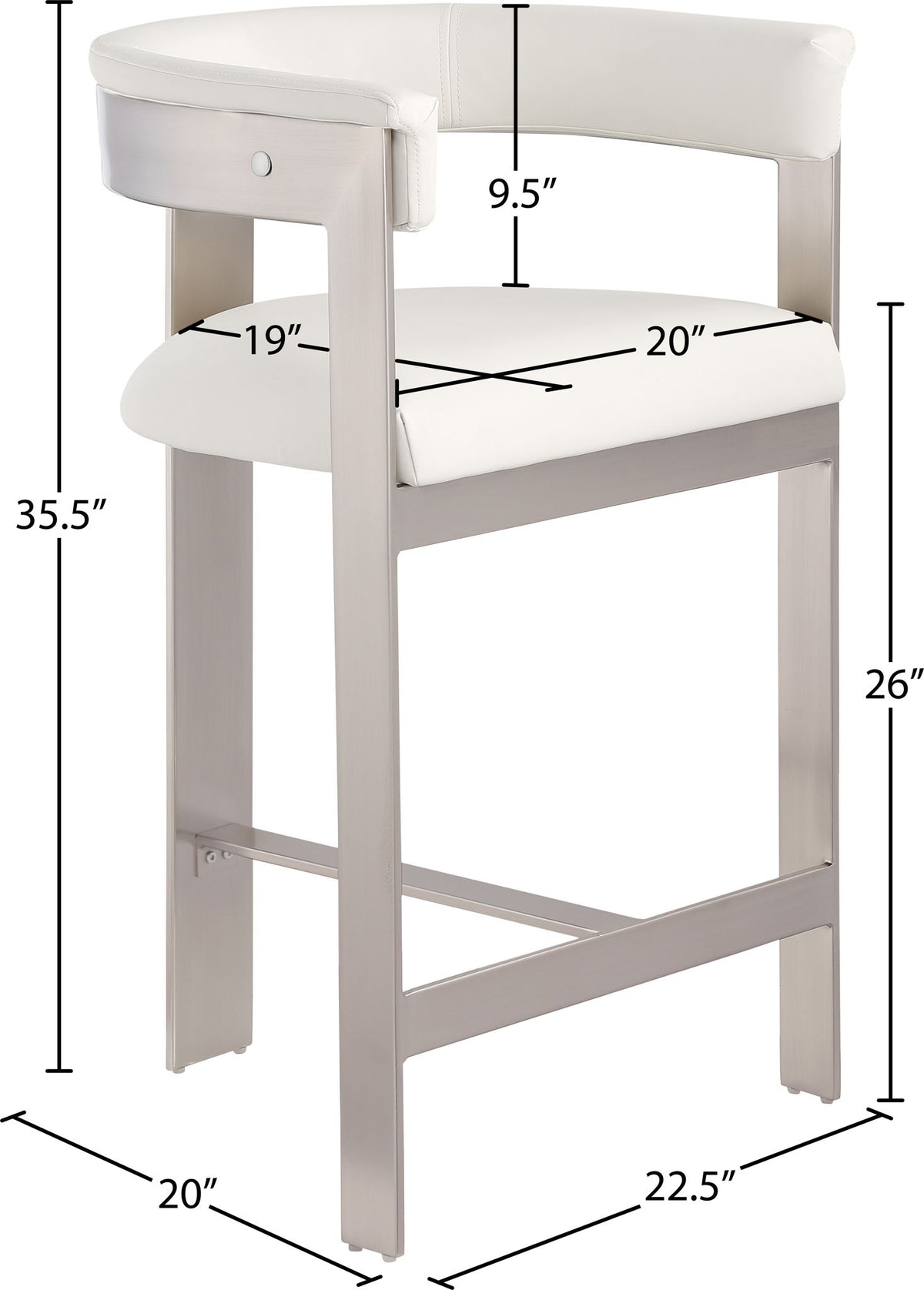 Romeo - Faux Leather Counter Stool With Silver Base (Set of 2)