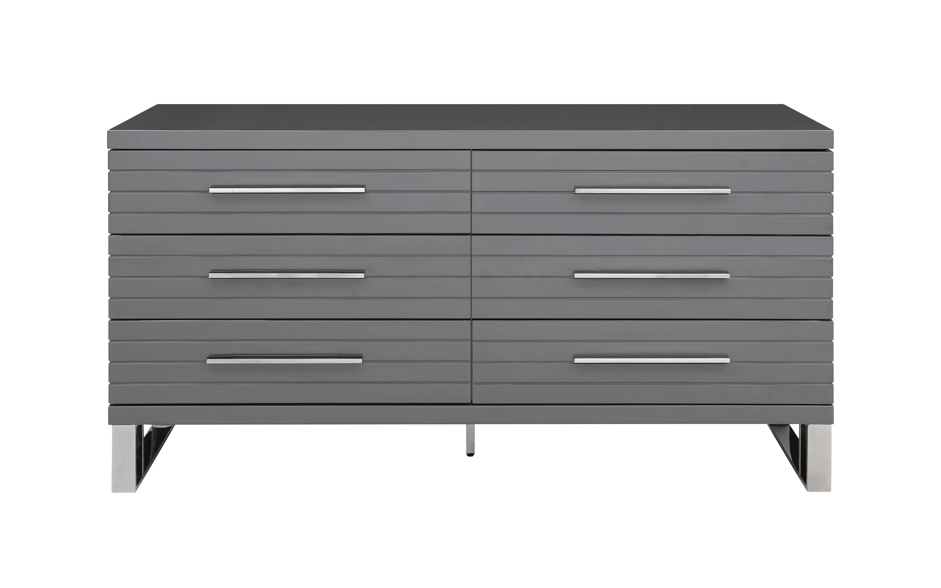 Modrest Splendor - Grey High Gloss Slatted Dresser