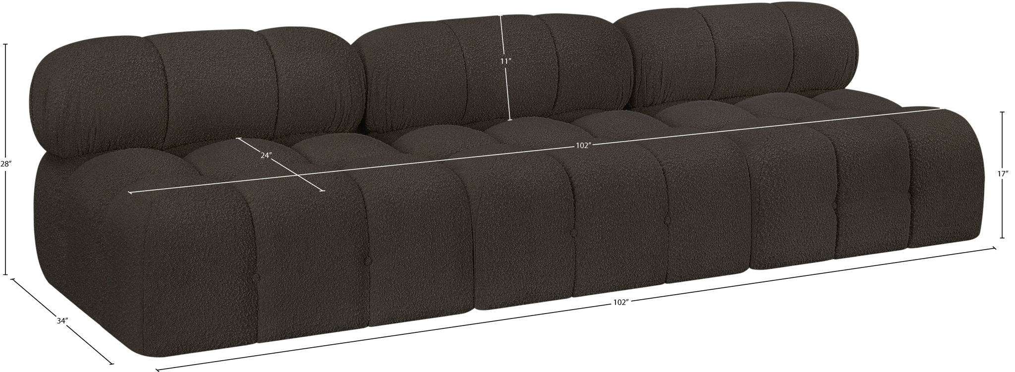 Ames - 3 Seat Modular Armless Sofa