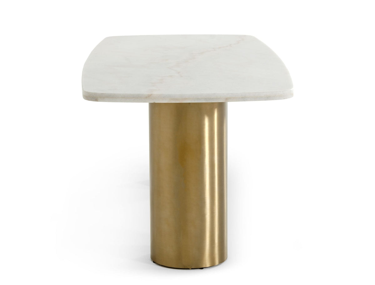 Rocky - Glam White Marble & Brush Gold Dining Table