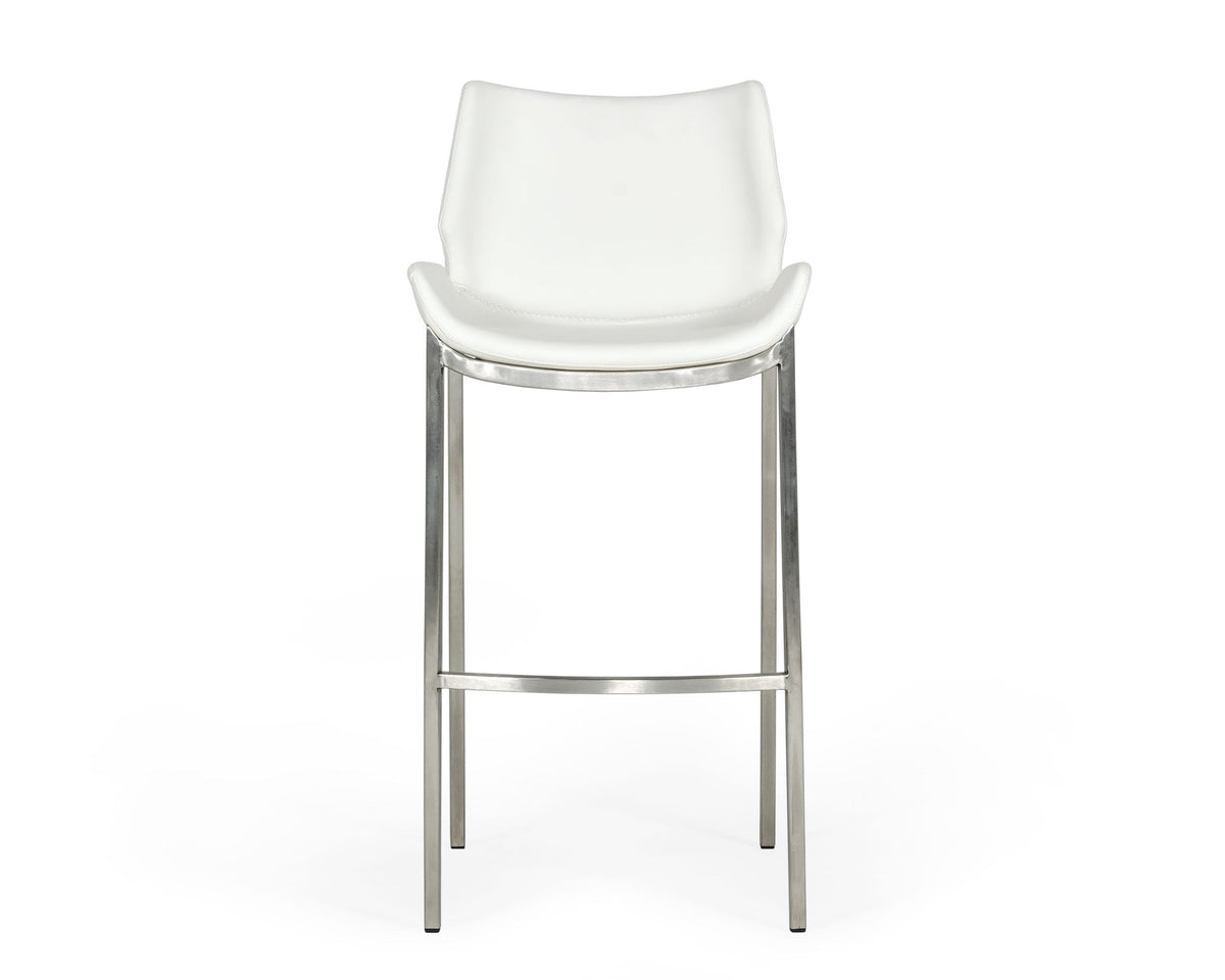 Dave - Modern White Leatherette Bar Stool (Set of 2)