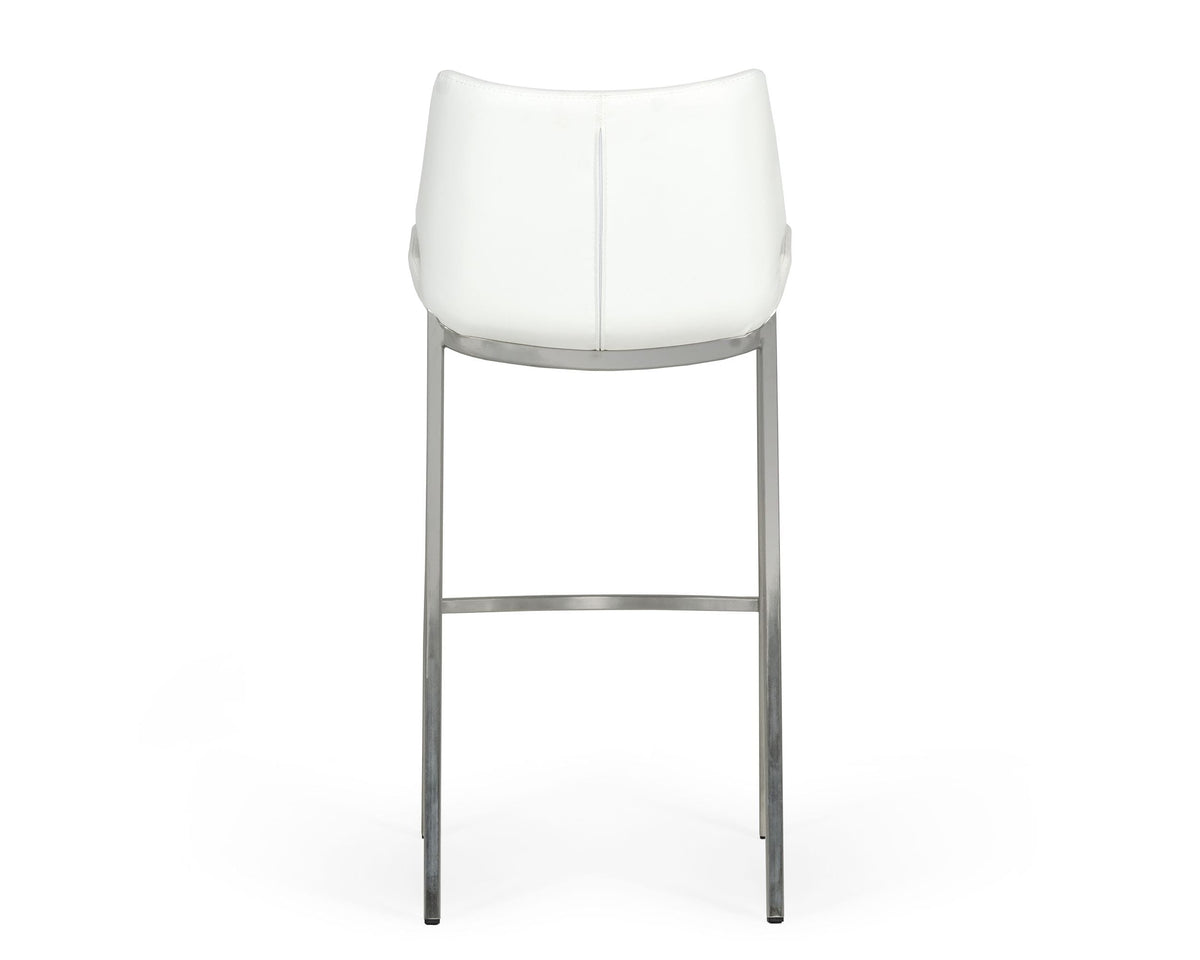 Dave - Modern White Leatherette Bar Stool (Set of 2)