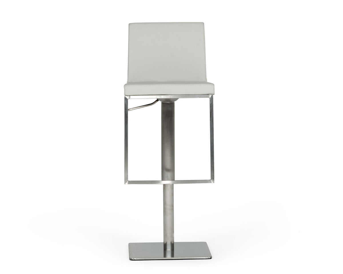 Folsum - Modern Light Grey & Brushed Stainless Steel Adjustable Bar Stool