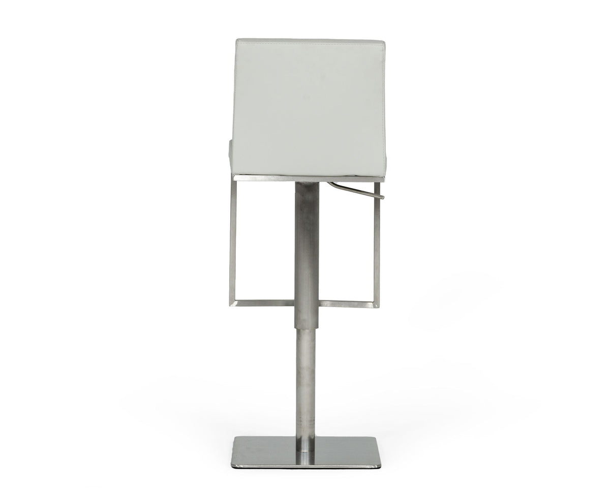 Folsum - Modern Light Grey & Brushed Stainless Steel Adjustable Bar Stool