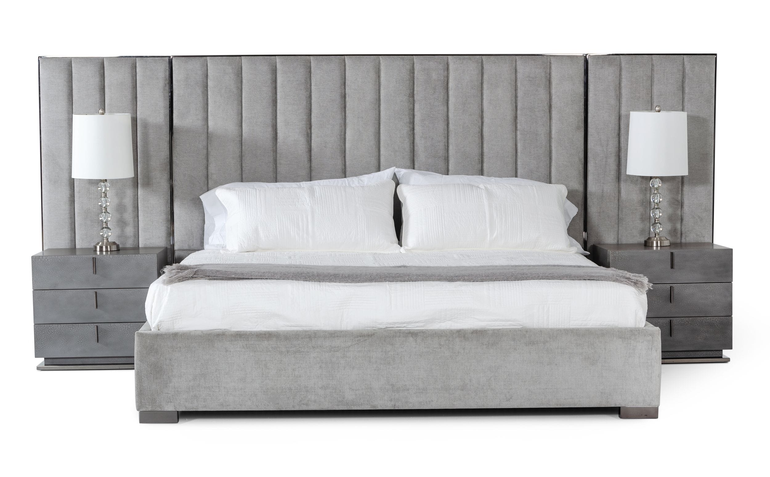 Modrest Buckley - Grey & Black Stainless Steel Bedroom Set