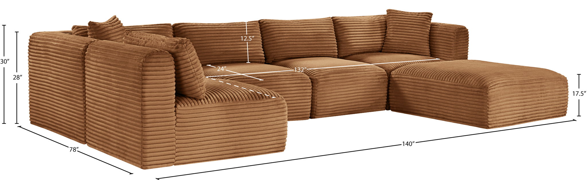 Shaggy - Fabric 6 Piece Modular U-Shaped Sectional