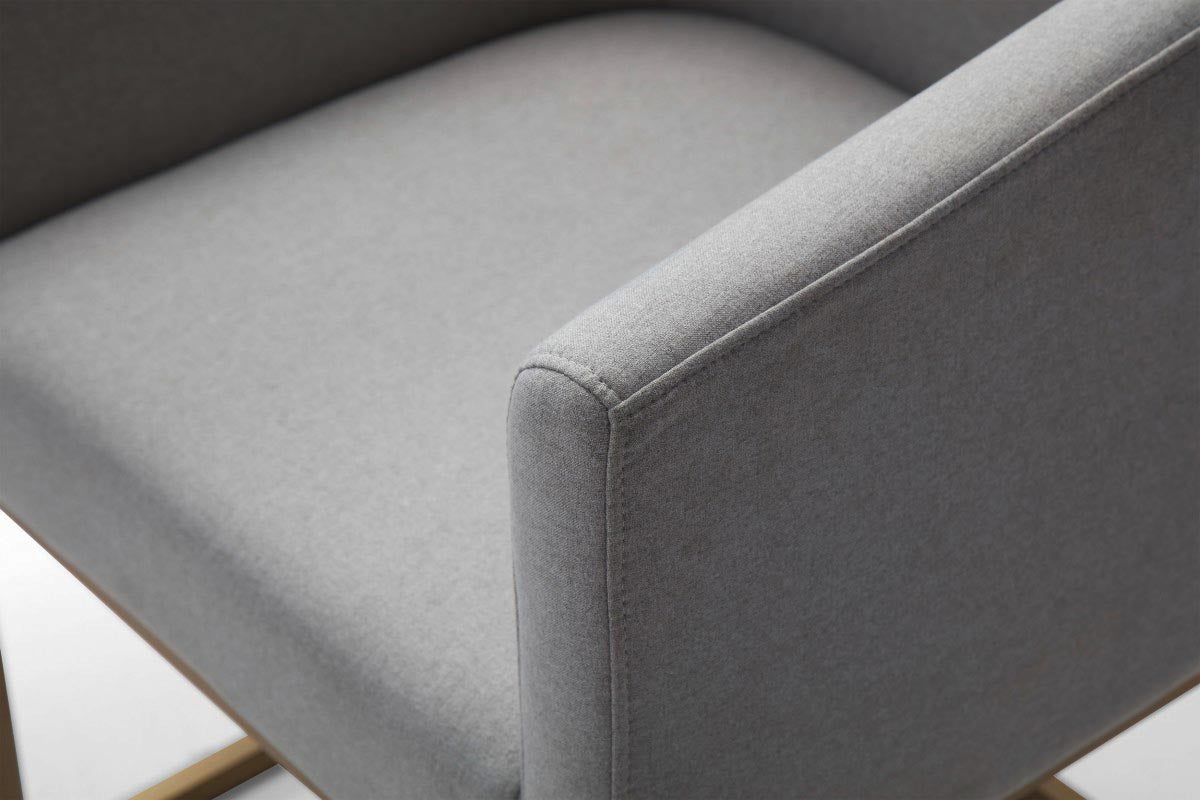 Yukon - Modern Medium Grey Fabric & Antique Brass Dining Chair