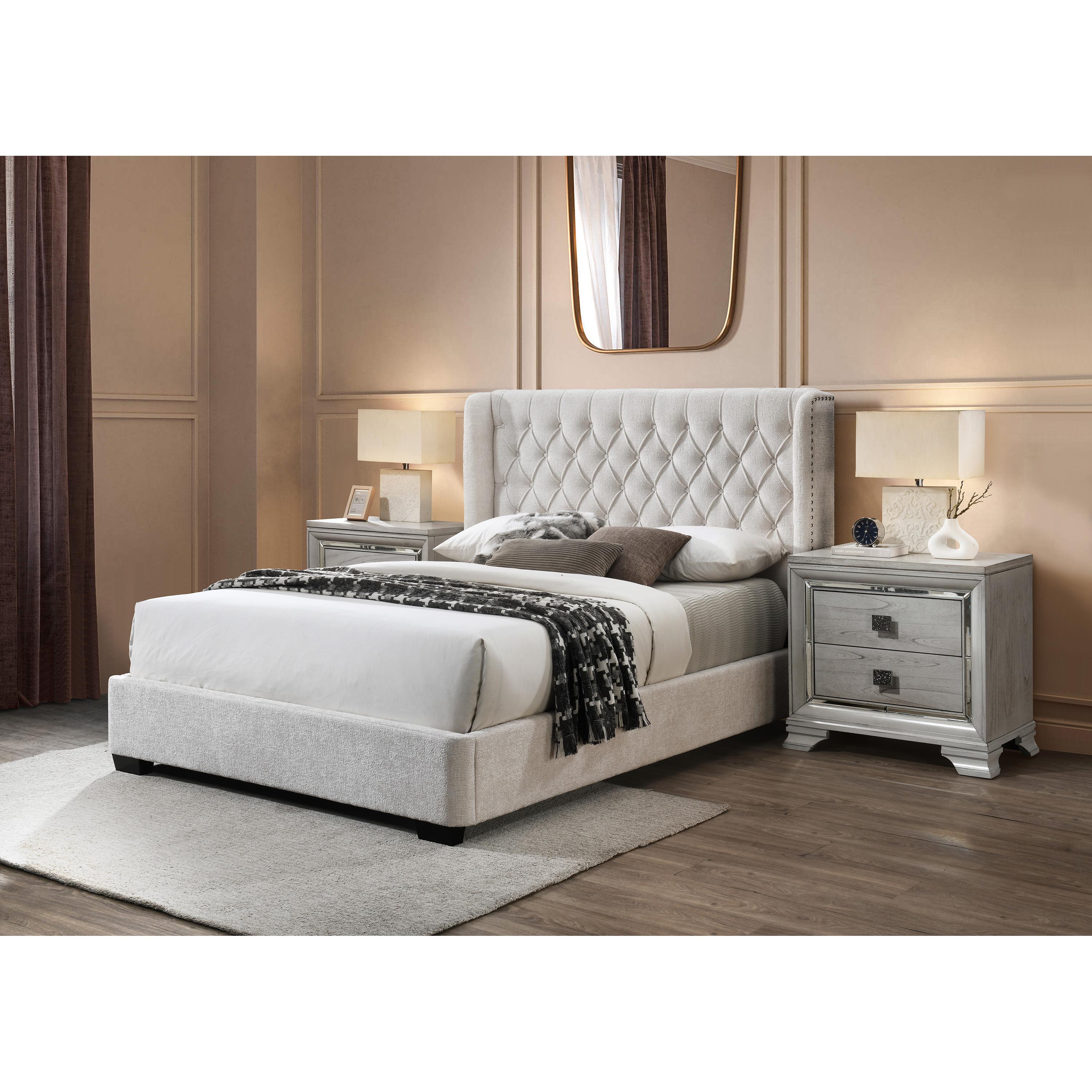 Crown Mark Daphne Queen Upholstered Panel Bed 5094-Q-HB/5094-Q-FB/5094-KQ-RAIL IMAGE 2