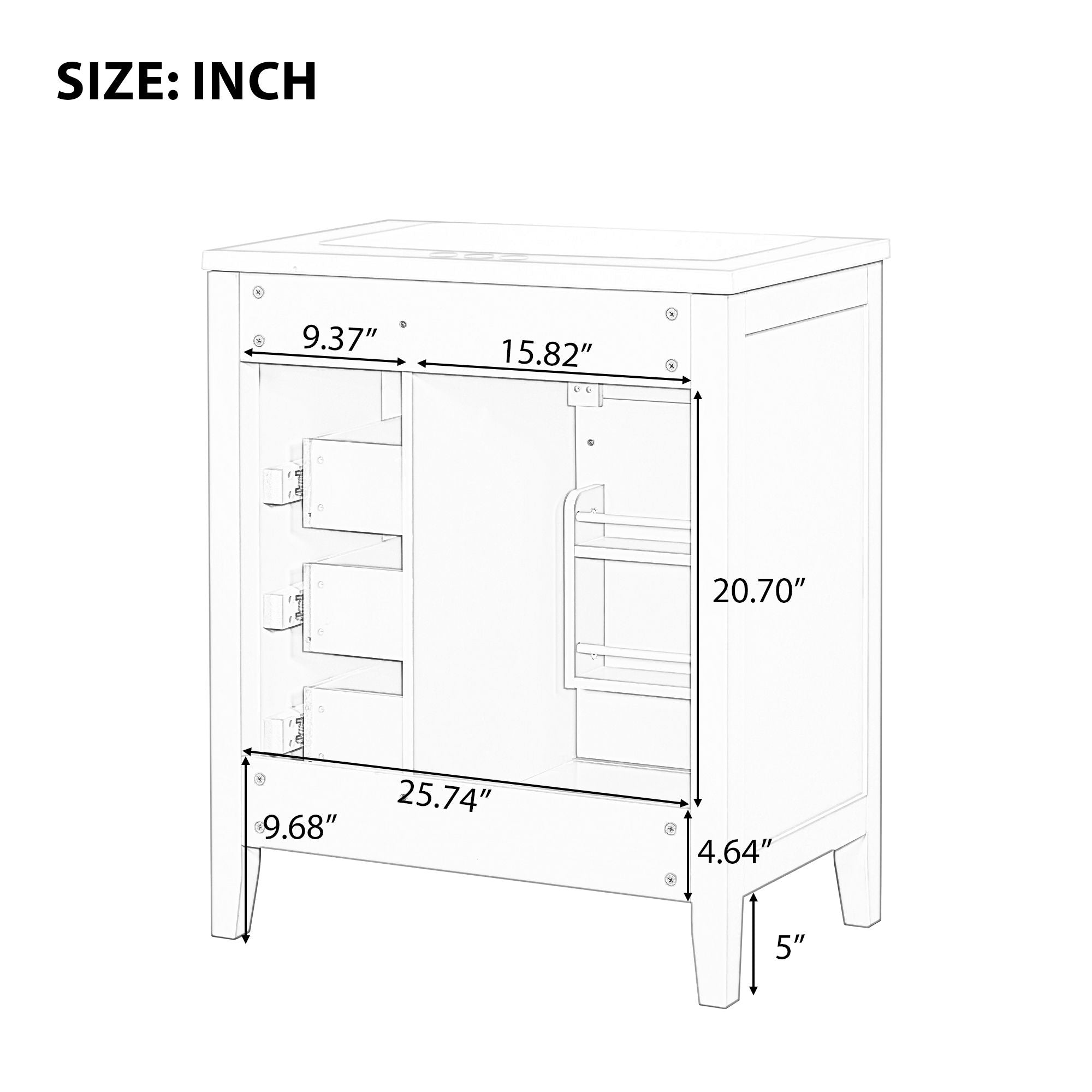 Modern Bathroom Vanity With Sink Combo, 3 Drawers